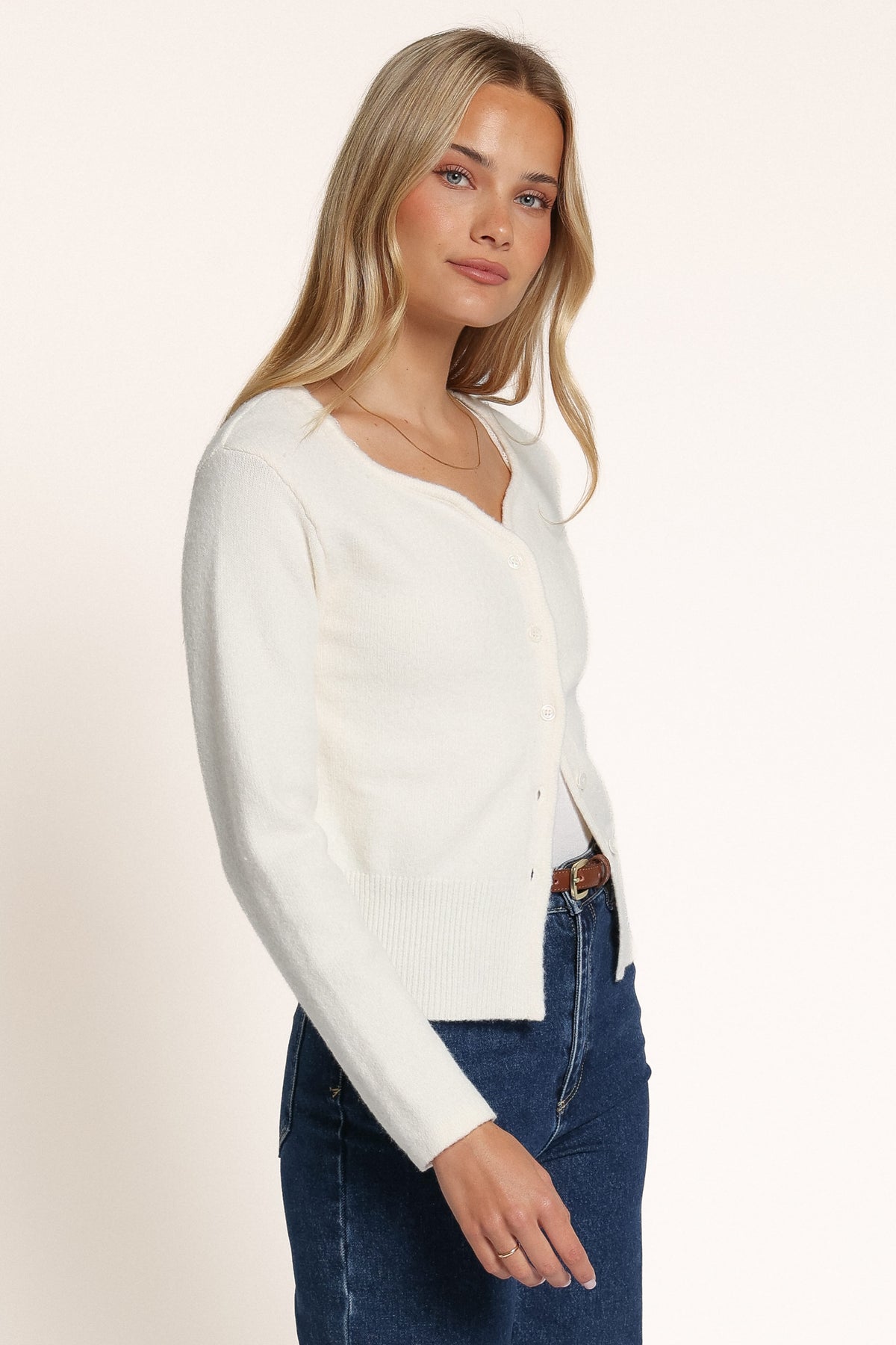 KNITWEAR Devi Button Cardigan - Cream