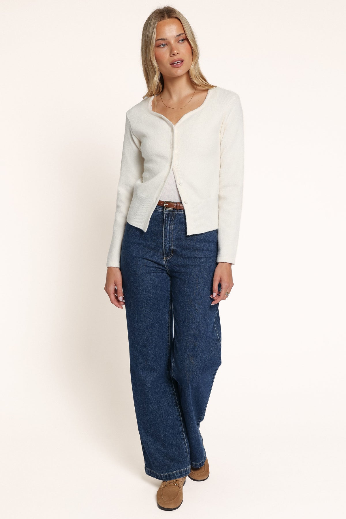 KNITWEAR Devi Button Cardigan - Cream