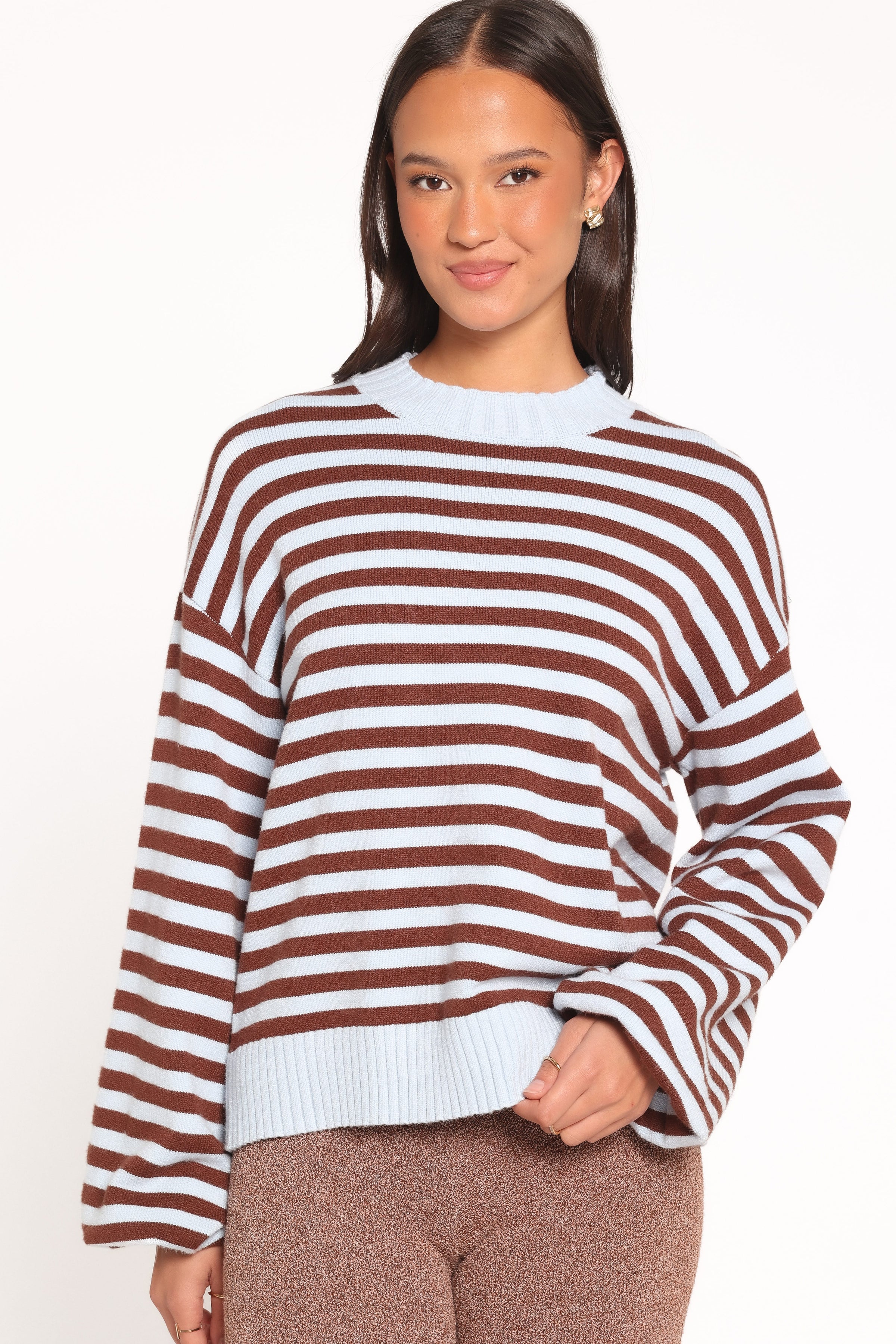 KNITWEAR Dominica Knit Sweater - Blue Chocolate Stripe