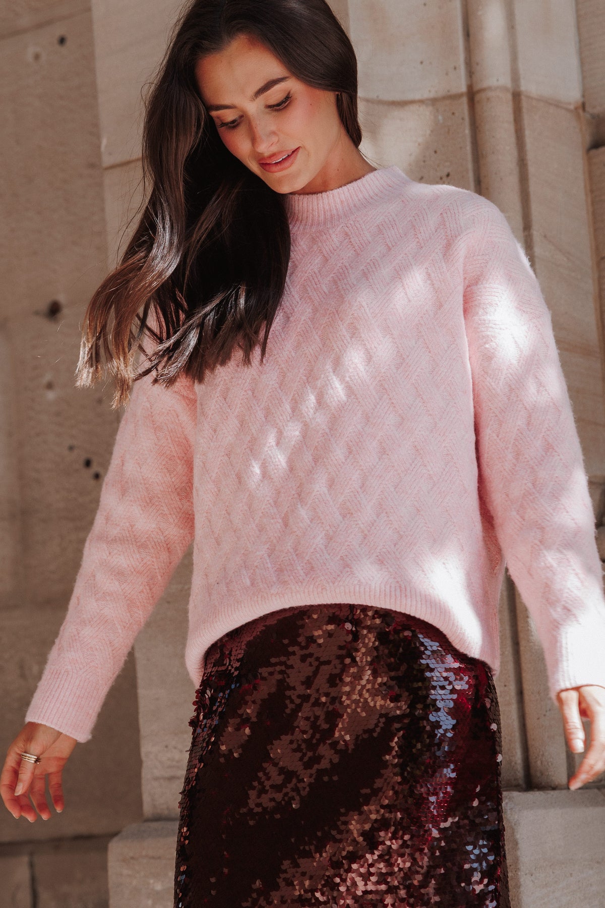 KNITWEAR Doris Mockneck Sweater - Light Pink