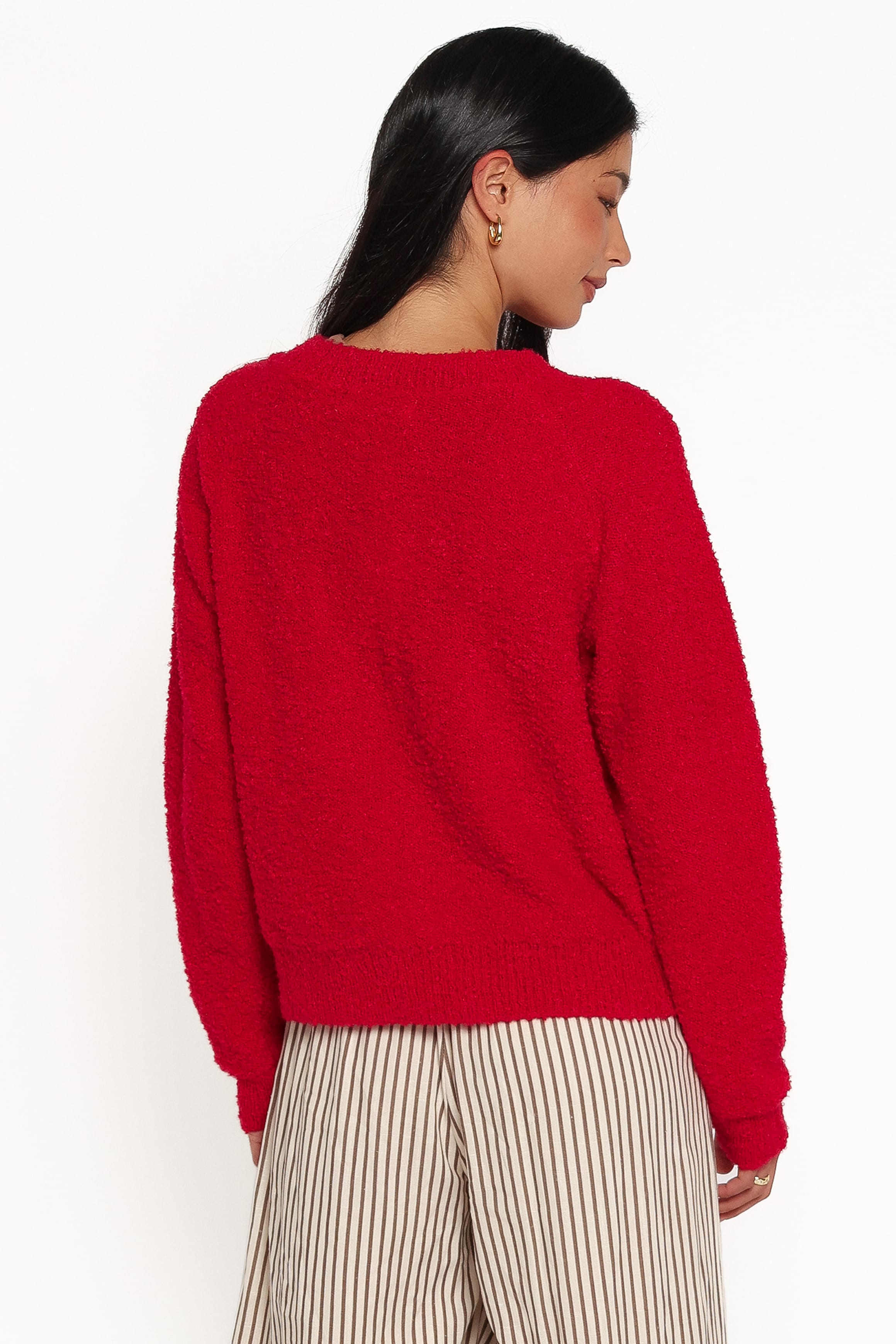 KNITWEAR Finley Cropped Cardigan - Red