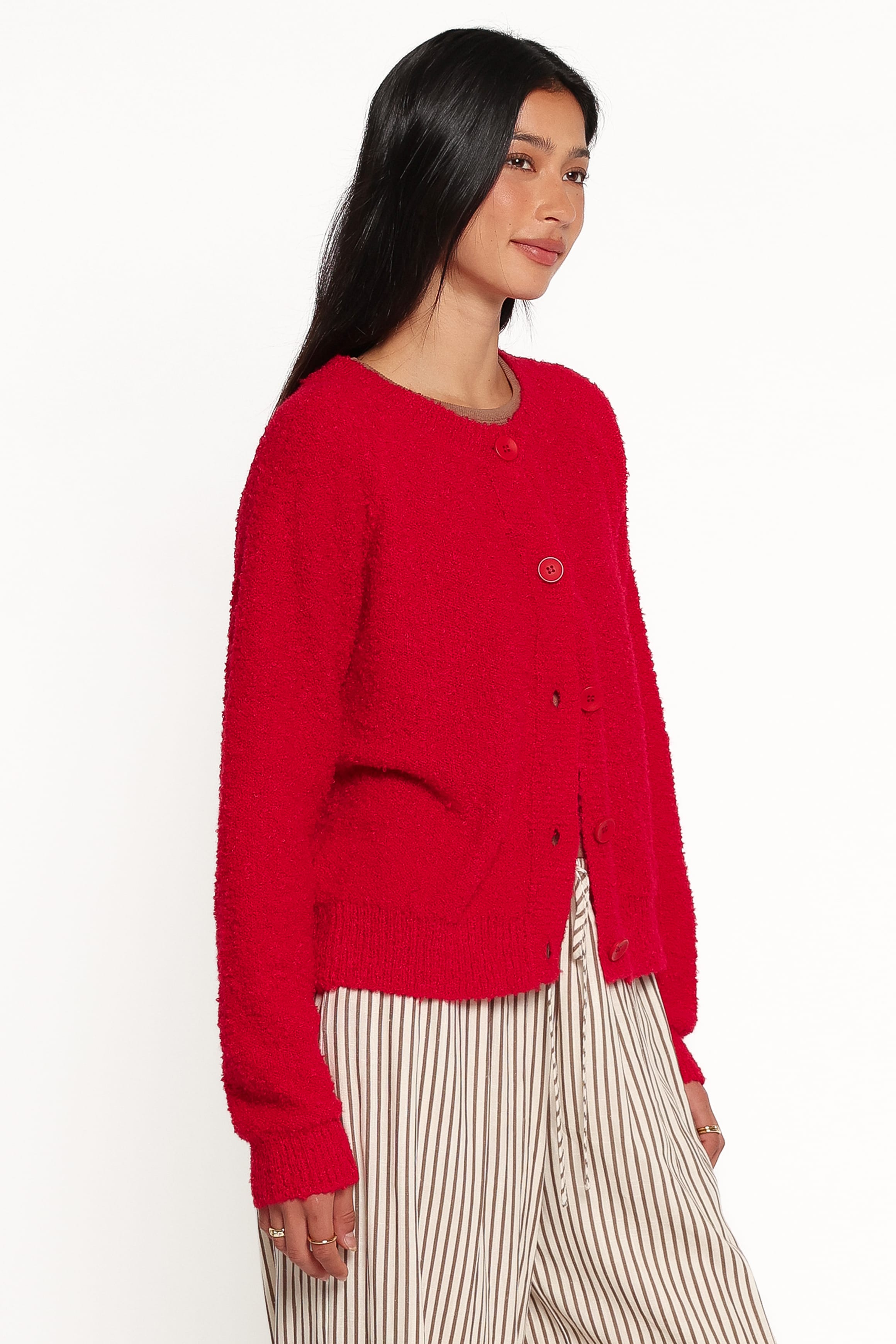 KNITWEAR Finley Cropped Cardigan - Red