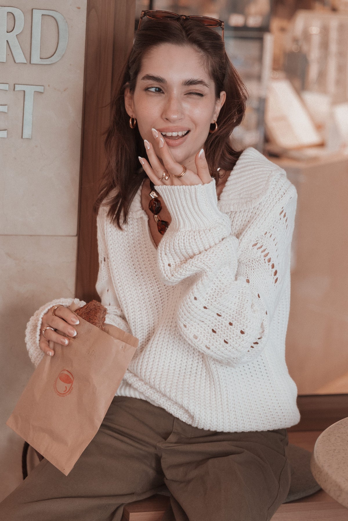 KNITWEAR Fitzgerald Pointelle Polo Sweater - Cream
