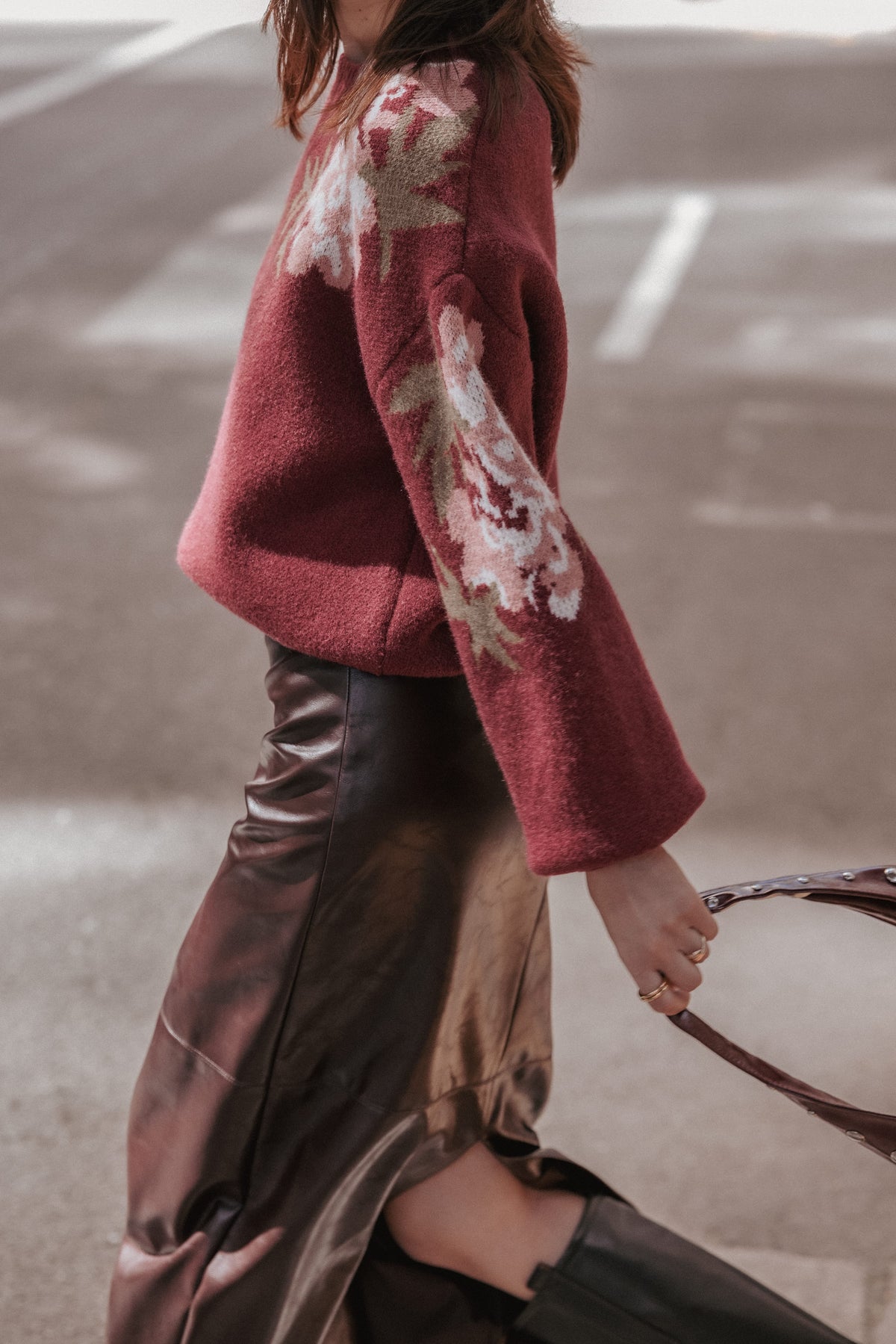 KNITWEAR Ford Sweater - Burgundy Pink Floral