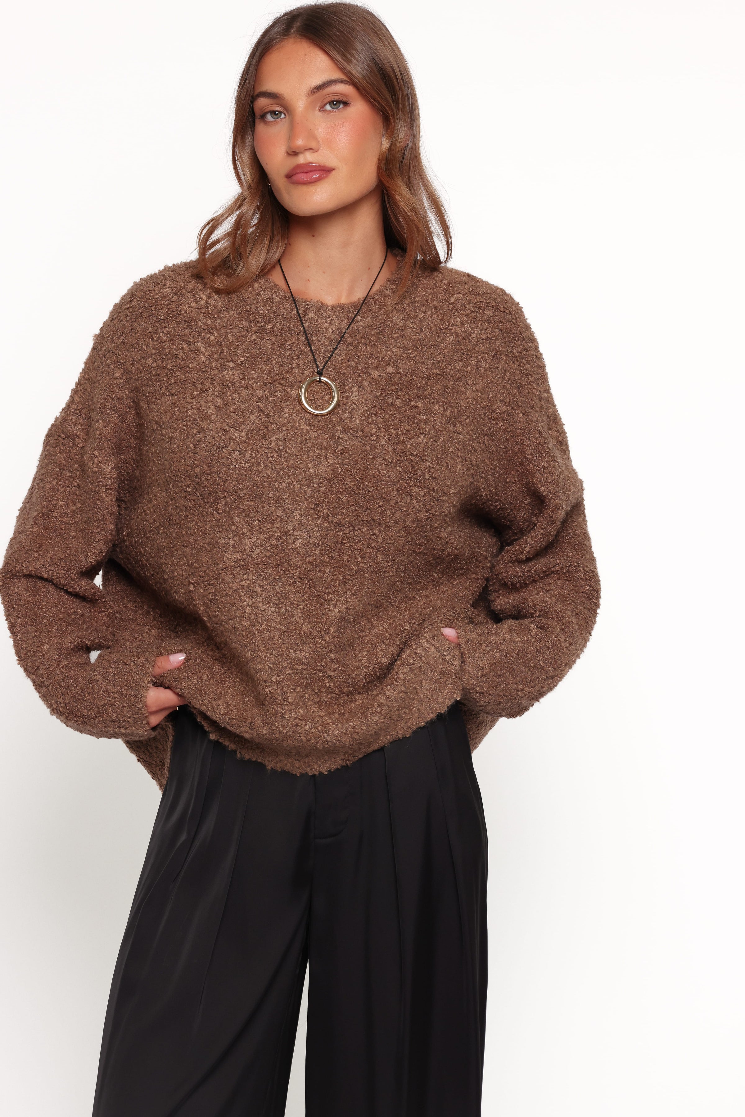 KNITWEAR Freida Boucle Knit Sweater - Brown