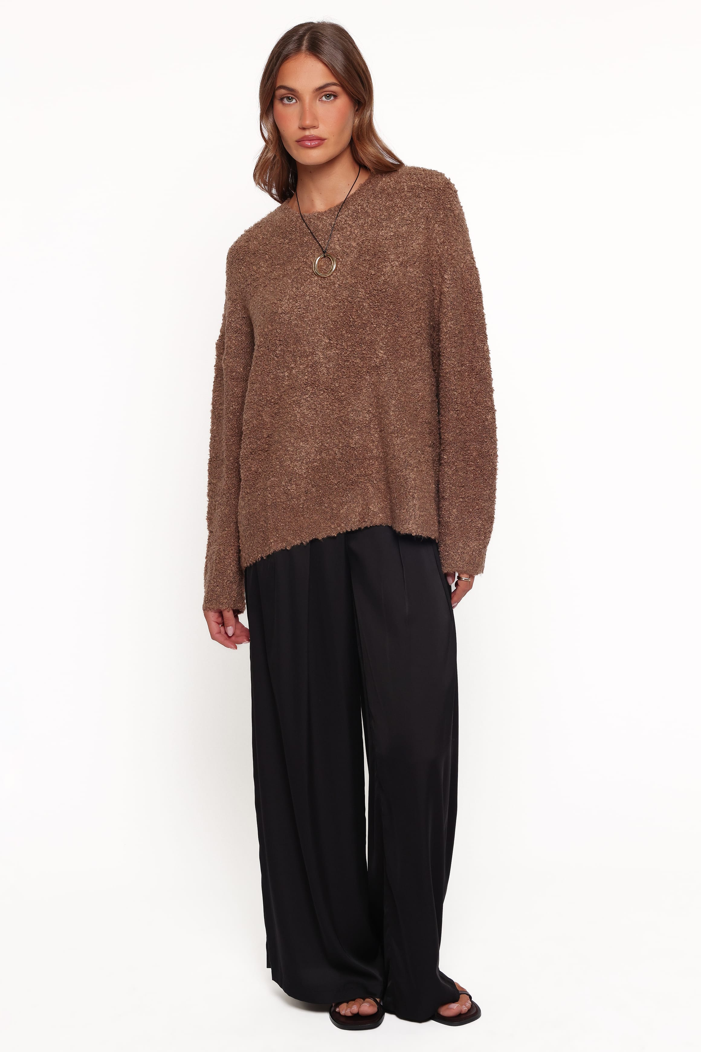 KNITWEAR Freida Boucle Knit Sweater - Brown