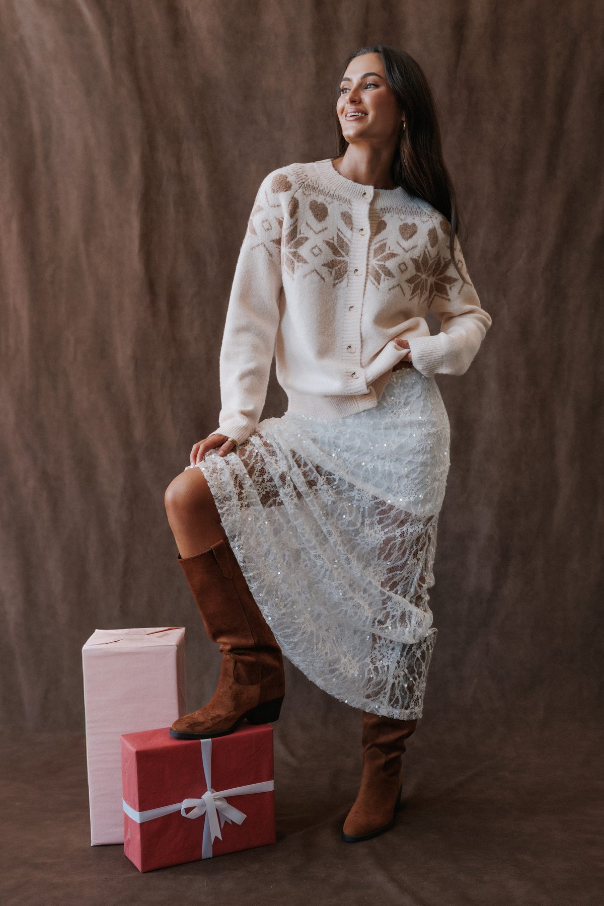 KNITWEAR Jackson Cardigan - Cream Fair Isle