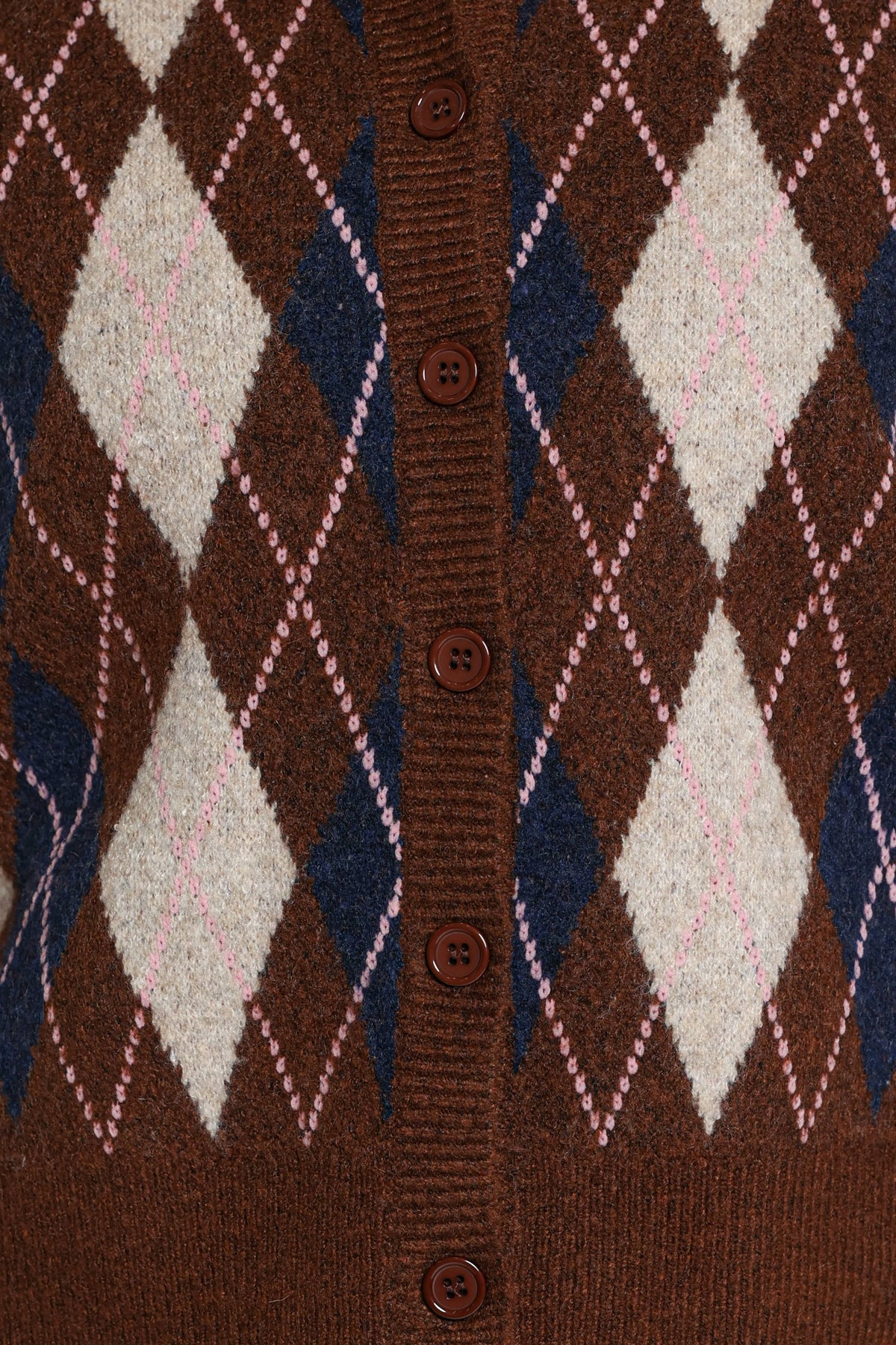 KNITWEAR Juno Cardigan - Brown Argyle