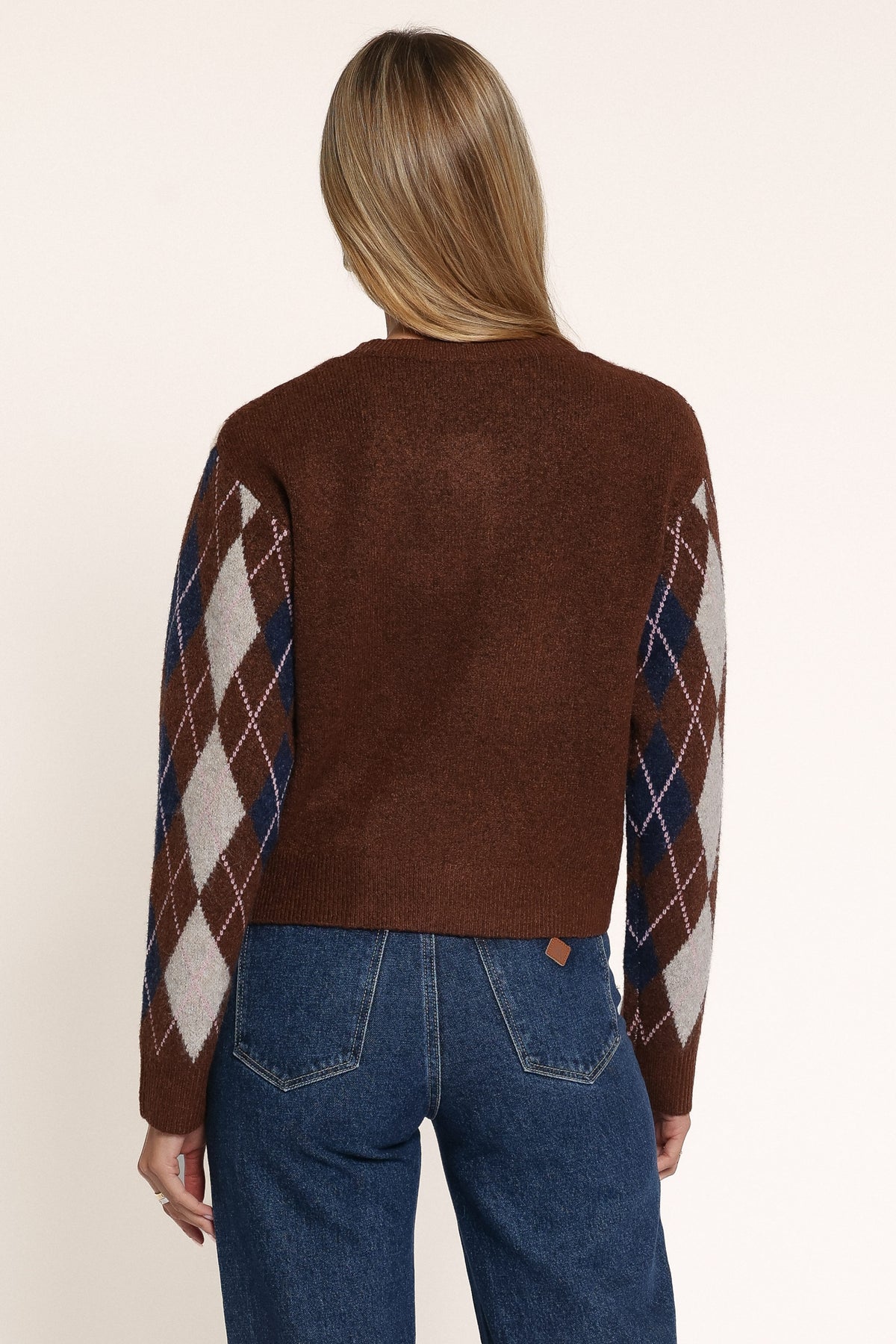KNITWEAR Juno Cardigan - Brown Argyle