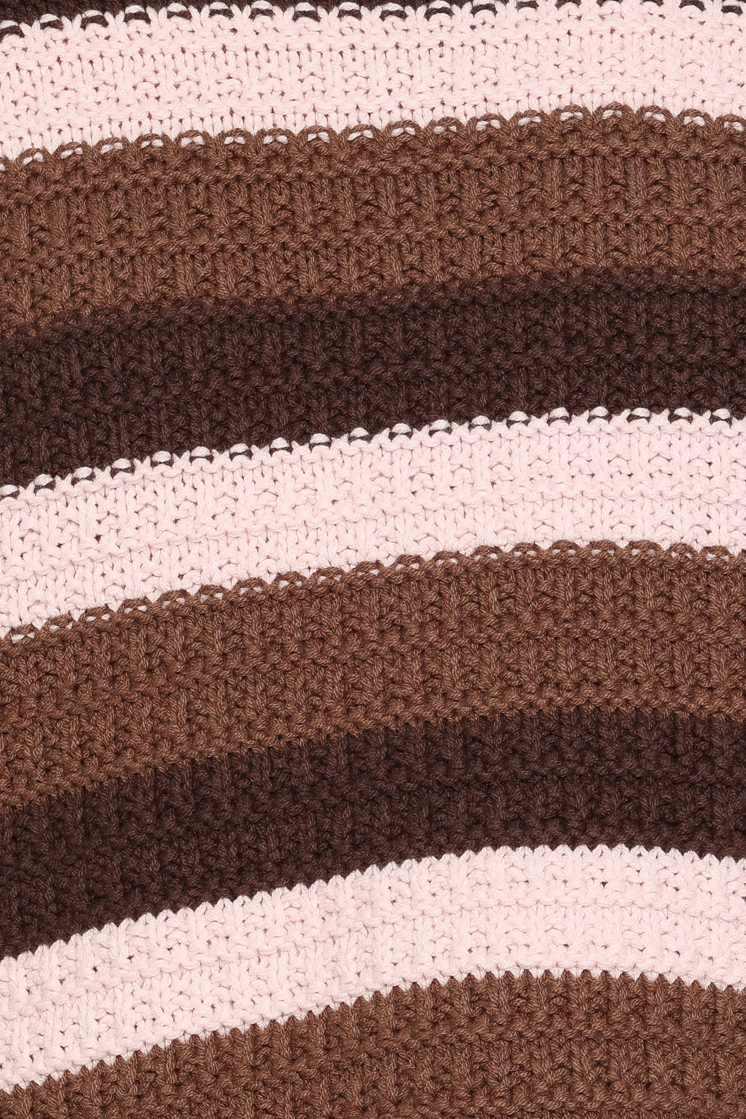 KNITWEAR Kadie Textured Knit Sweater - Chocolate Pink Stripe