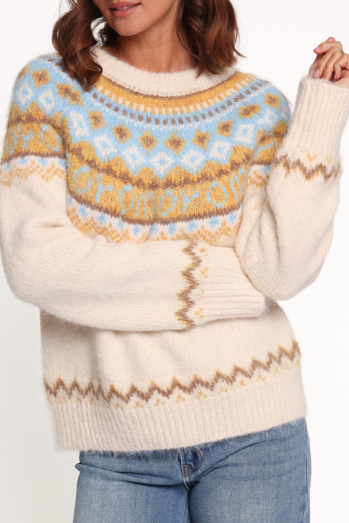 KNITWEAR Kenna Fairisle Sweater - Cream