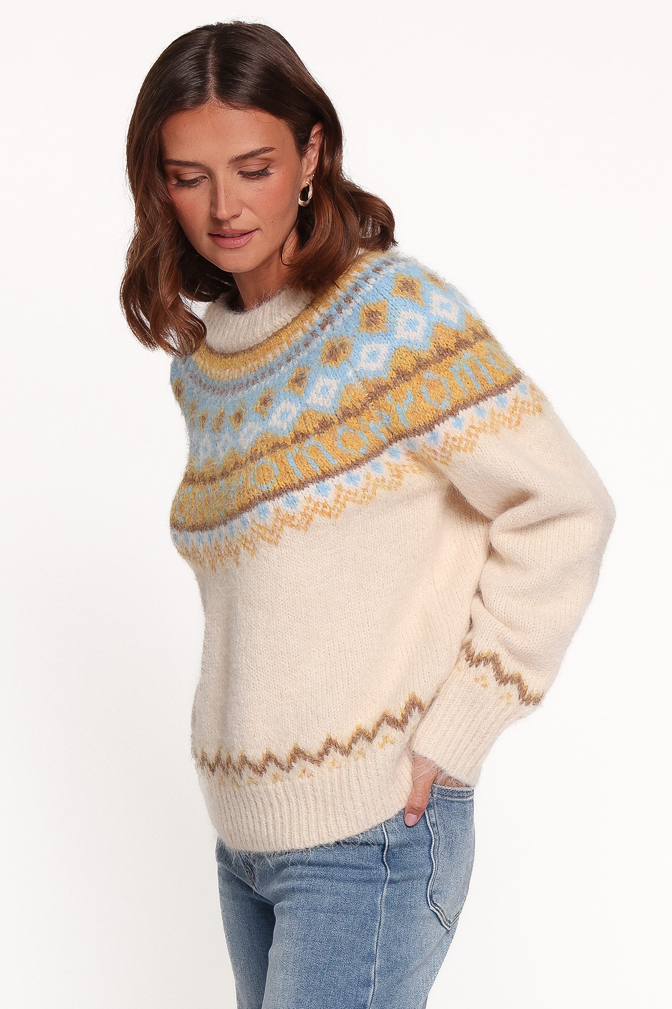 KNITWEAR Kenna Fairisle Sweater - Cream