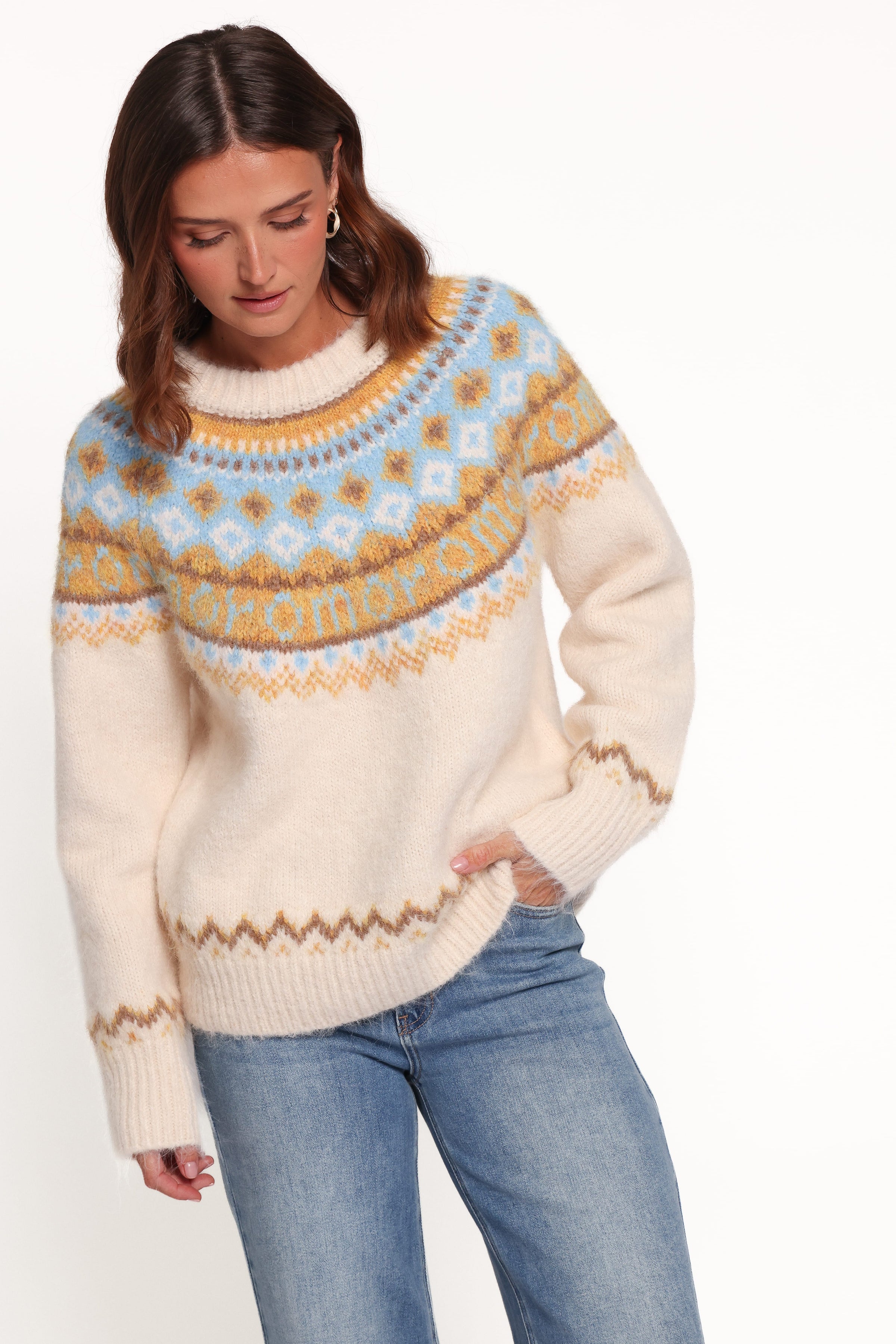 KNITWEAR Kenna Fairisle Sweater - Cream