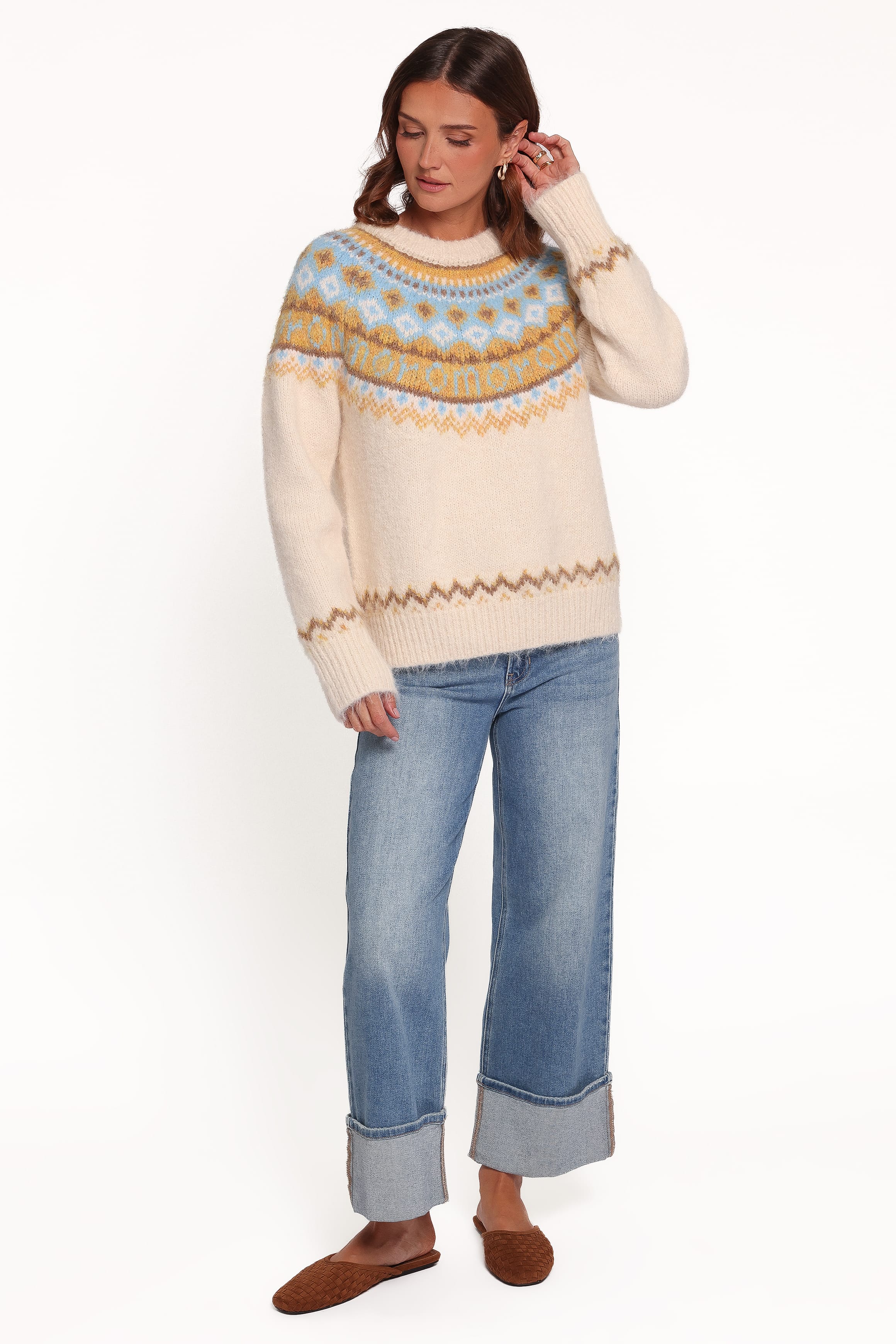 KNITWEAR Kenna Fairisle Sweater - Cream