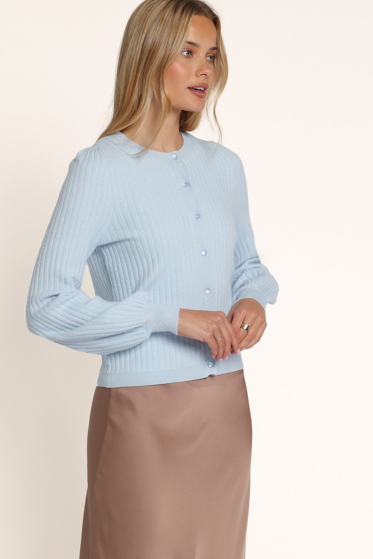 KNITWEAR Lillita Puff Sleeve Cardigan - Light Blue