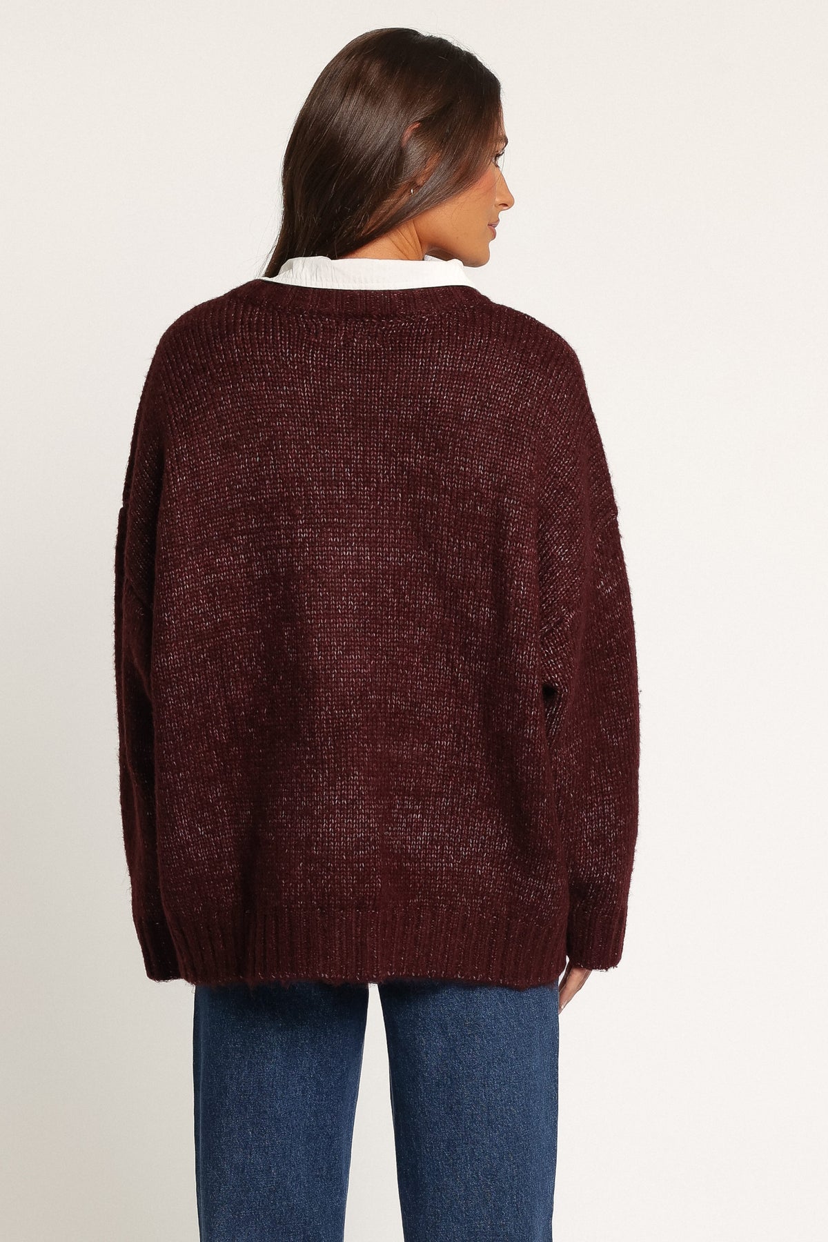 KNITWEAR Lloyd Oversized Crew Knit Sweater - Burgundy