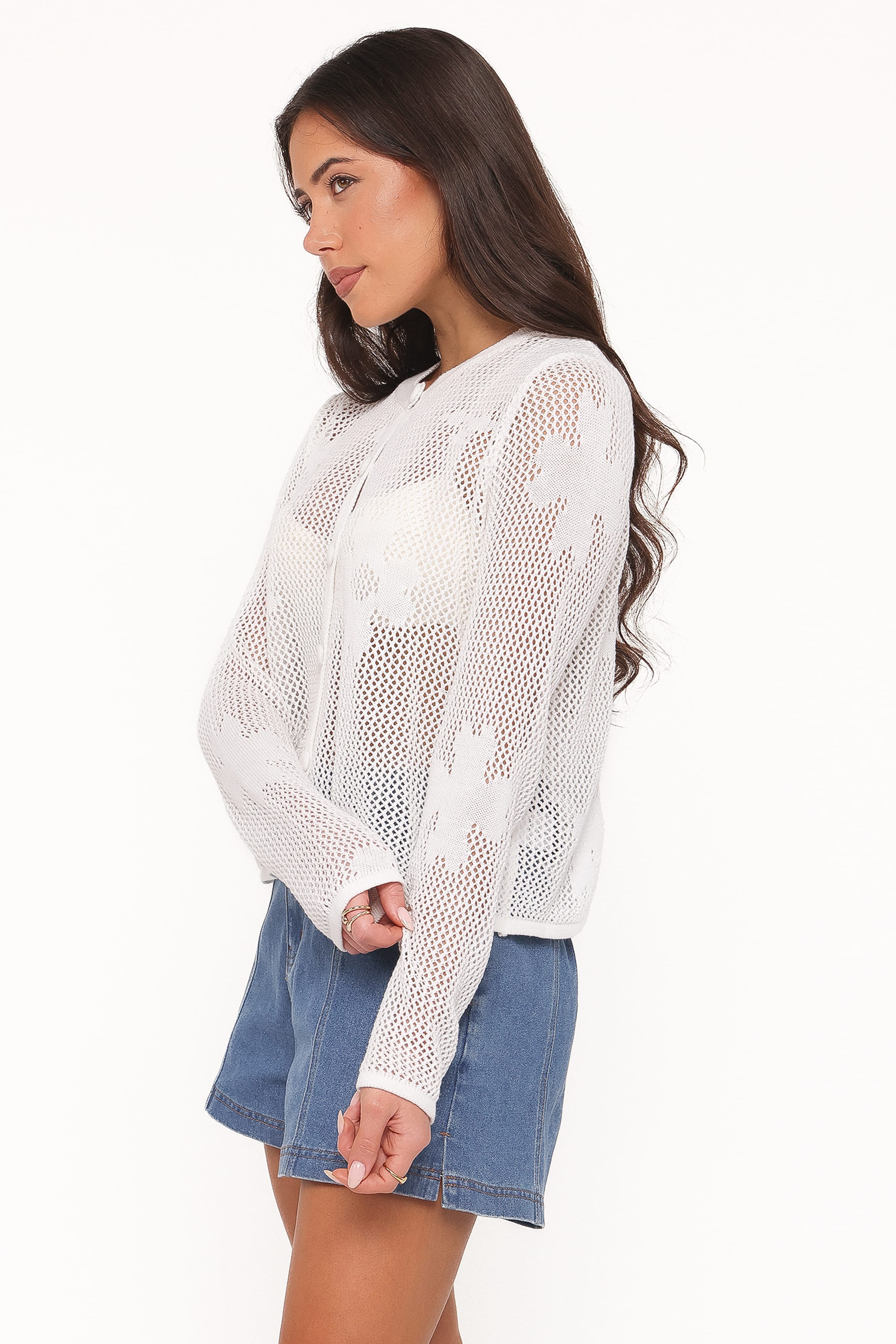 KNITWEAR Maddox Open Stitch Cardigan - White