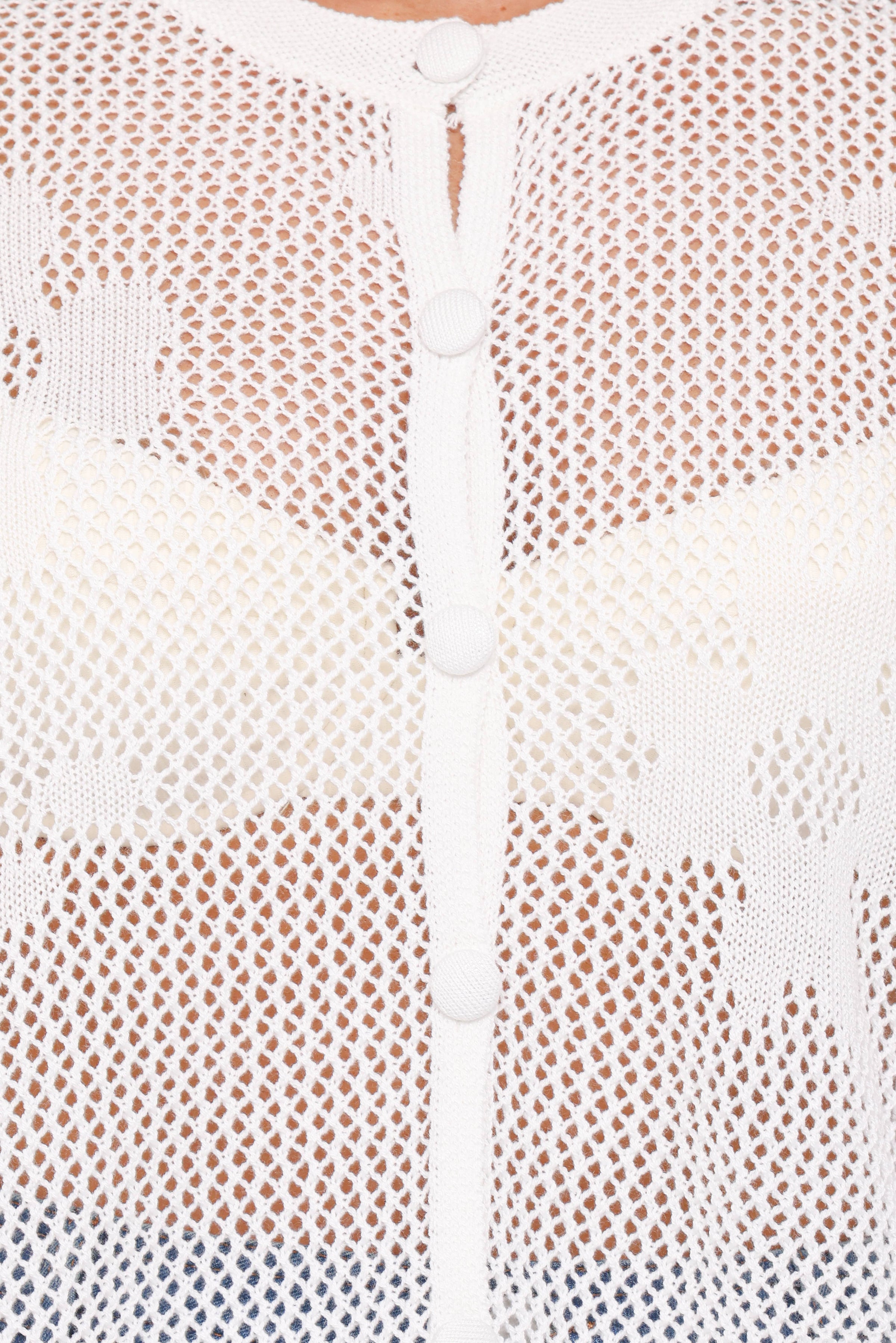 KNITWEAR Maddox Open Stitch Cardigan - White
