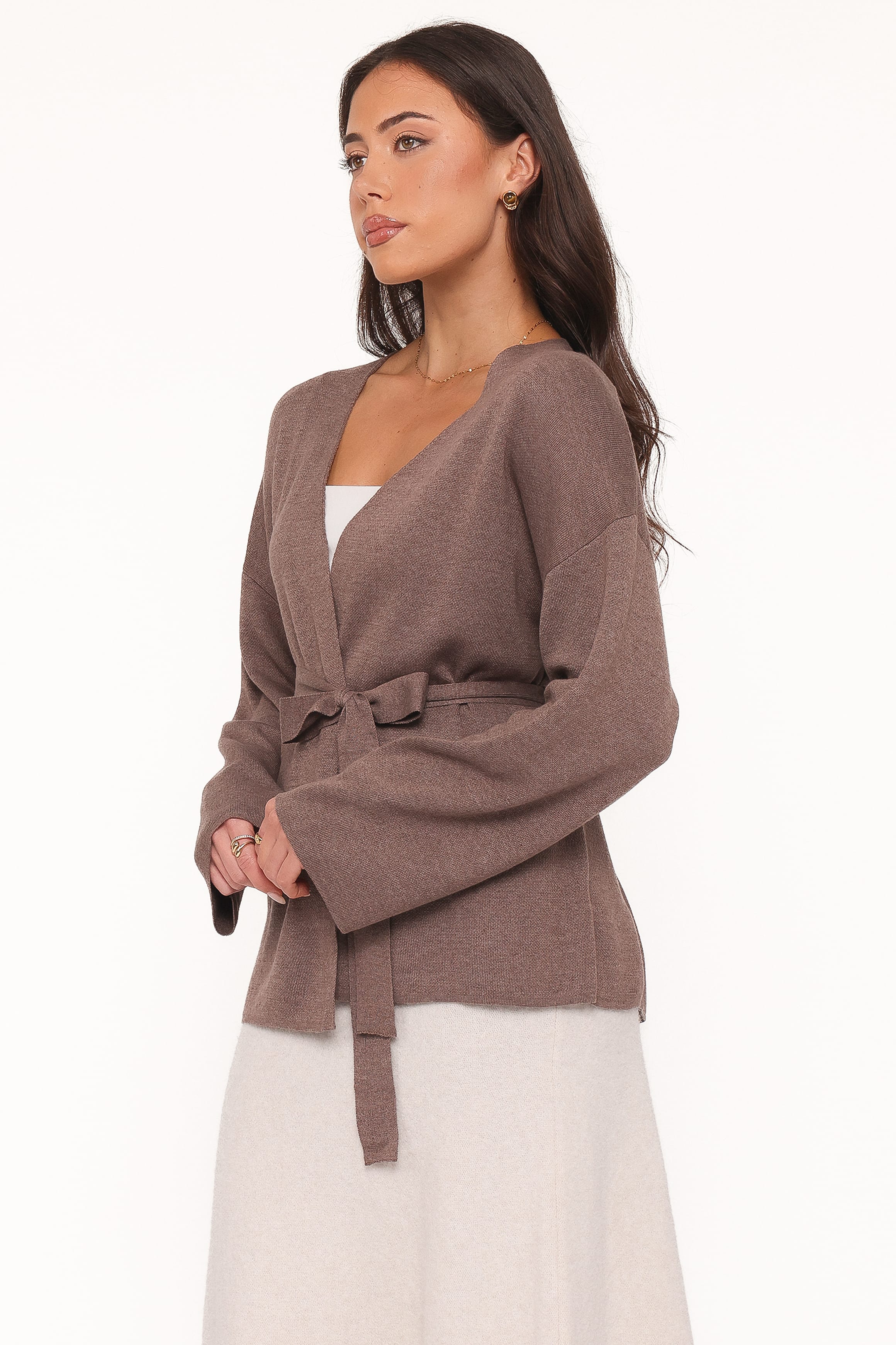 KNITWEAR Mallory Wrap Cardigan - Brown