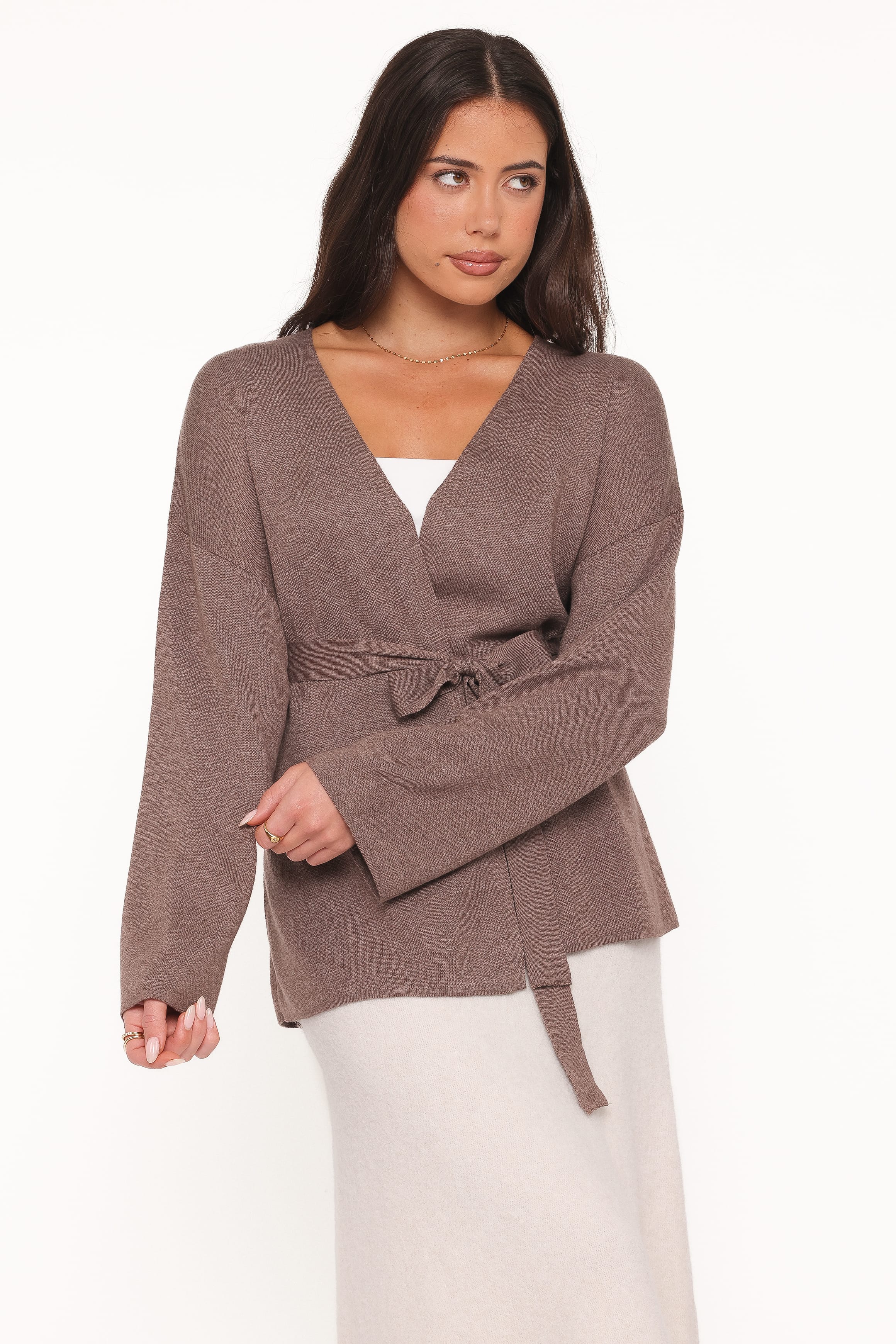 KNITWEAR Mallory Wrap Cardigan - Brown