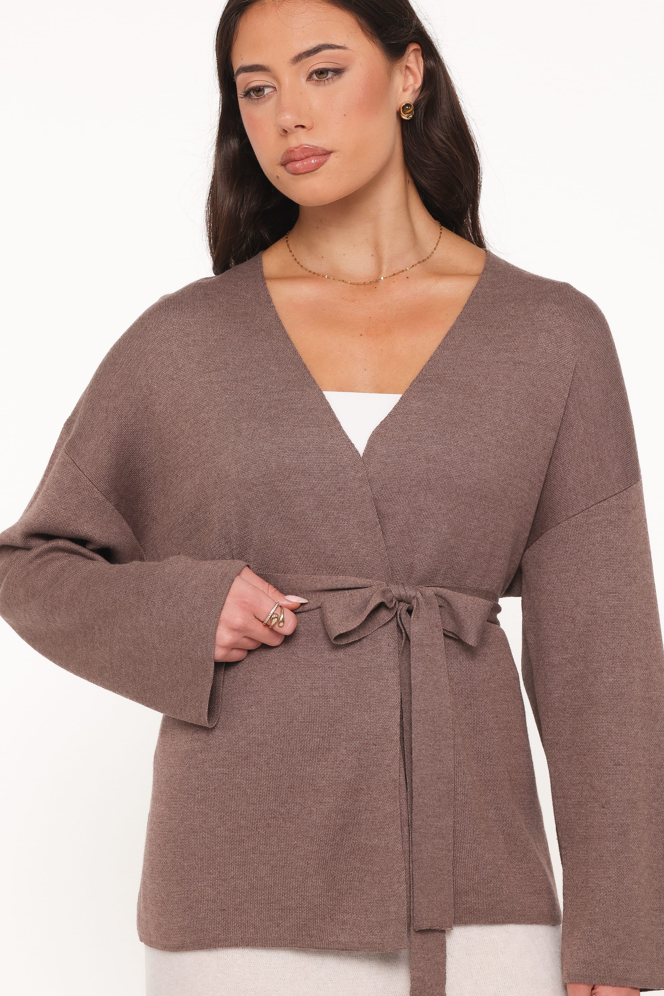 KNITWEAR Mallory Wrap Cardigan - Brown