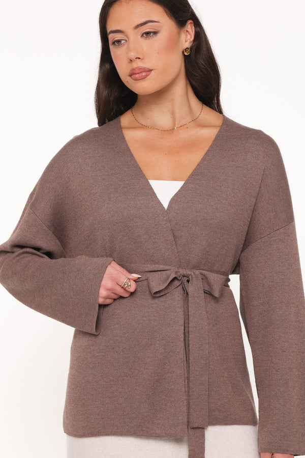KNITWEAR Mallory Wrap Cardigan - Brown
