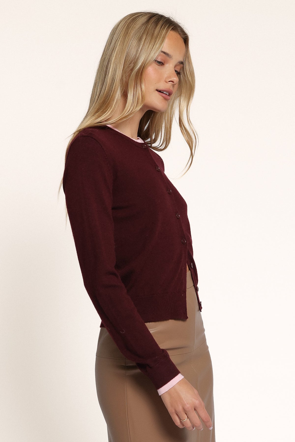KNITWEAR Marlin Contrast Cardigan - Cherry