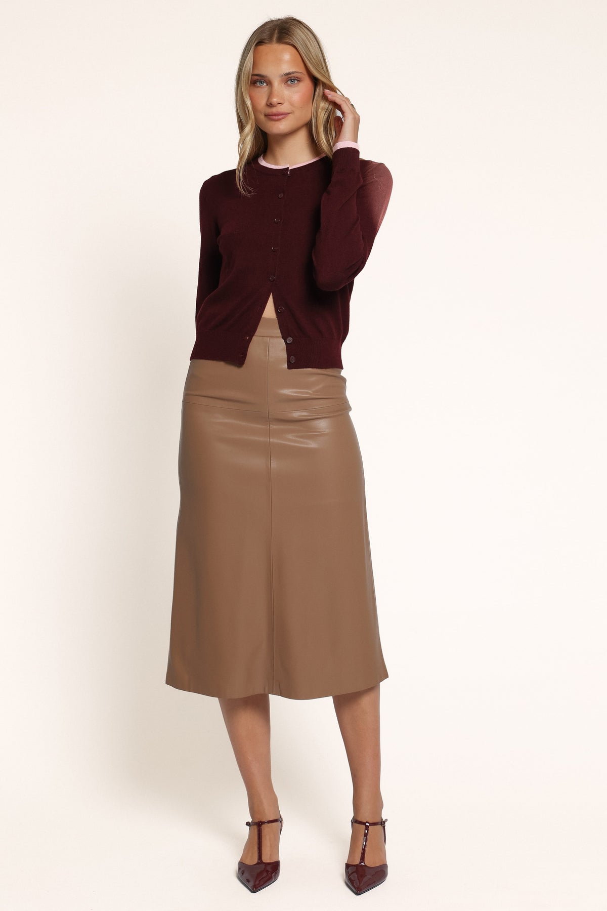 KNITWEAR Marlin Contrast Cardigan - Cherry