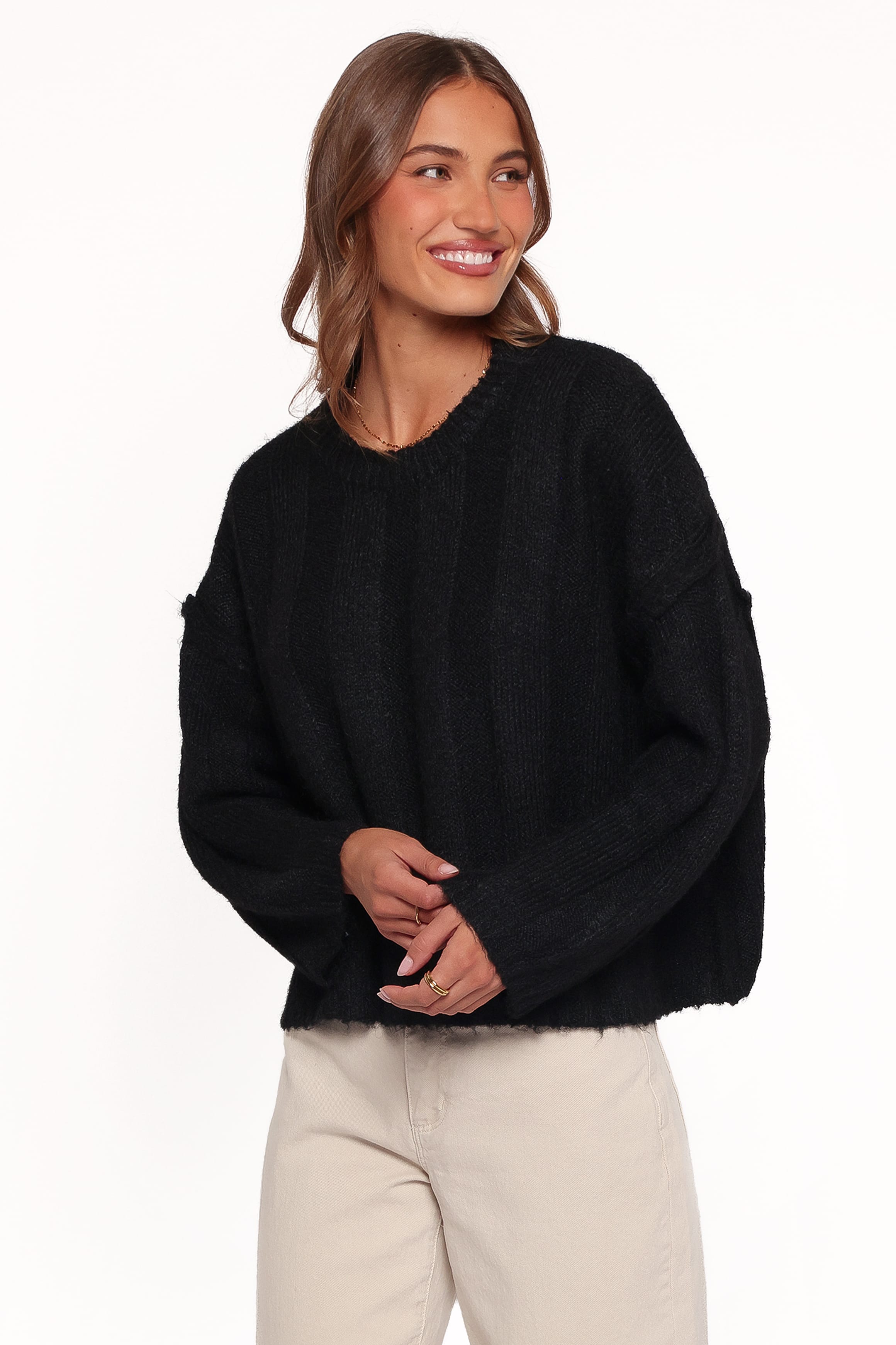 KNITWEAR Mayven Boxy Wide Rib Sweater - Black