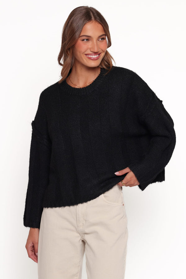 KNITWEAR Mayven Boxy Wide Rib Sweater - Black