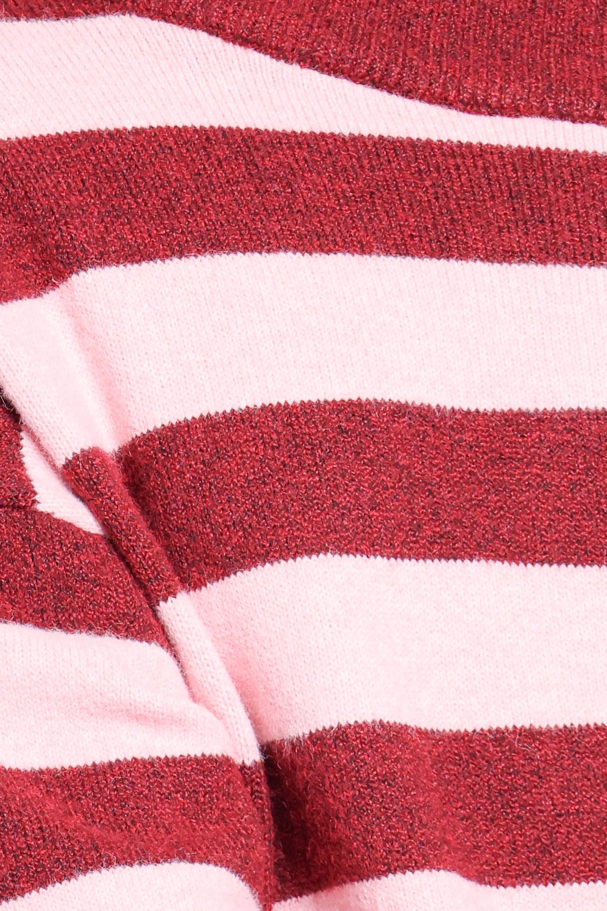 KNITWEAR Misha Off Shoulder Sweater - Pink Burgundy Stripe