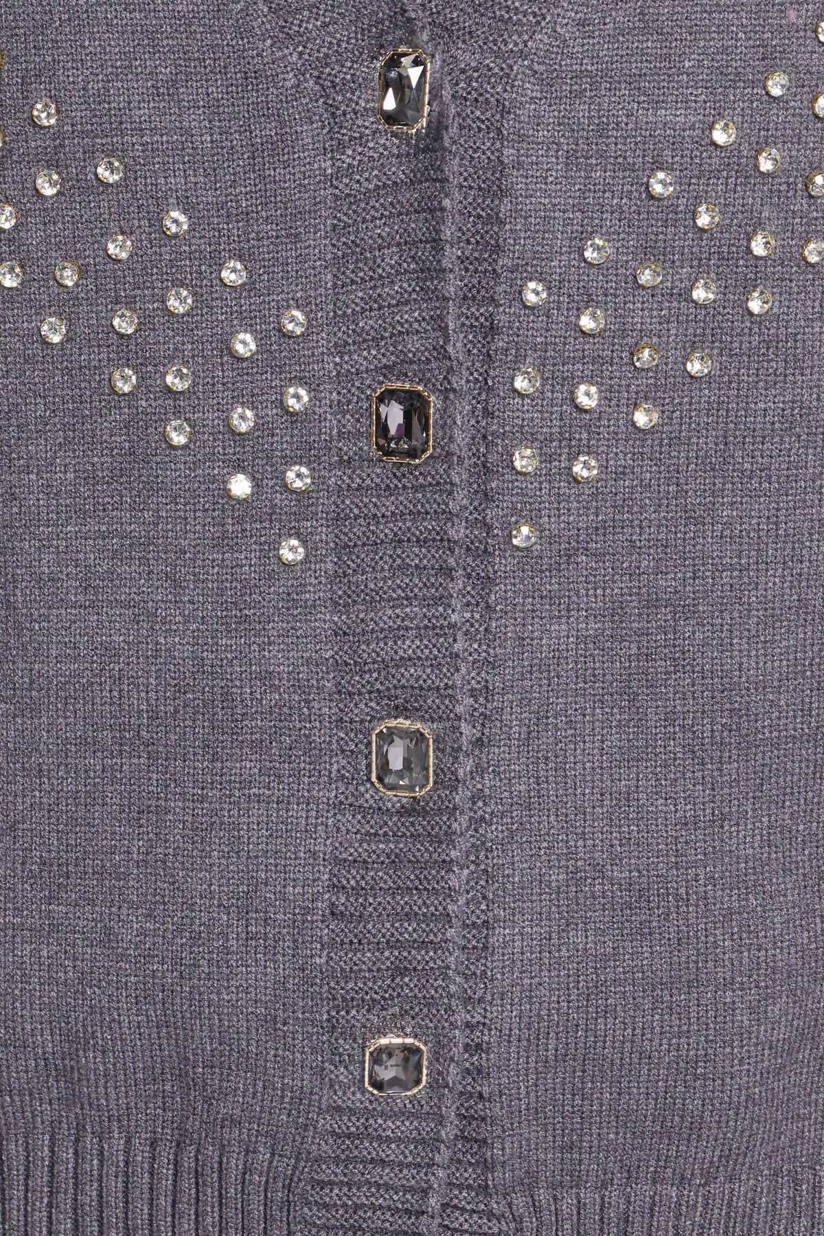 KNITWEAR Noriko Embellished V-Neck Cardigan - Charcoal
