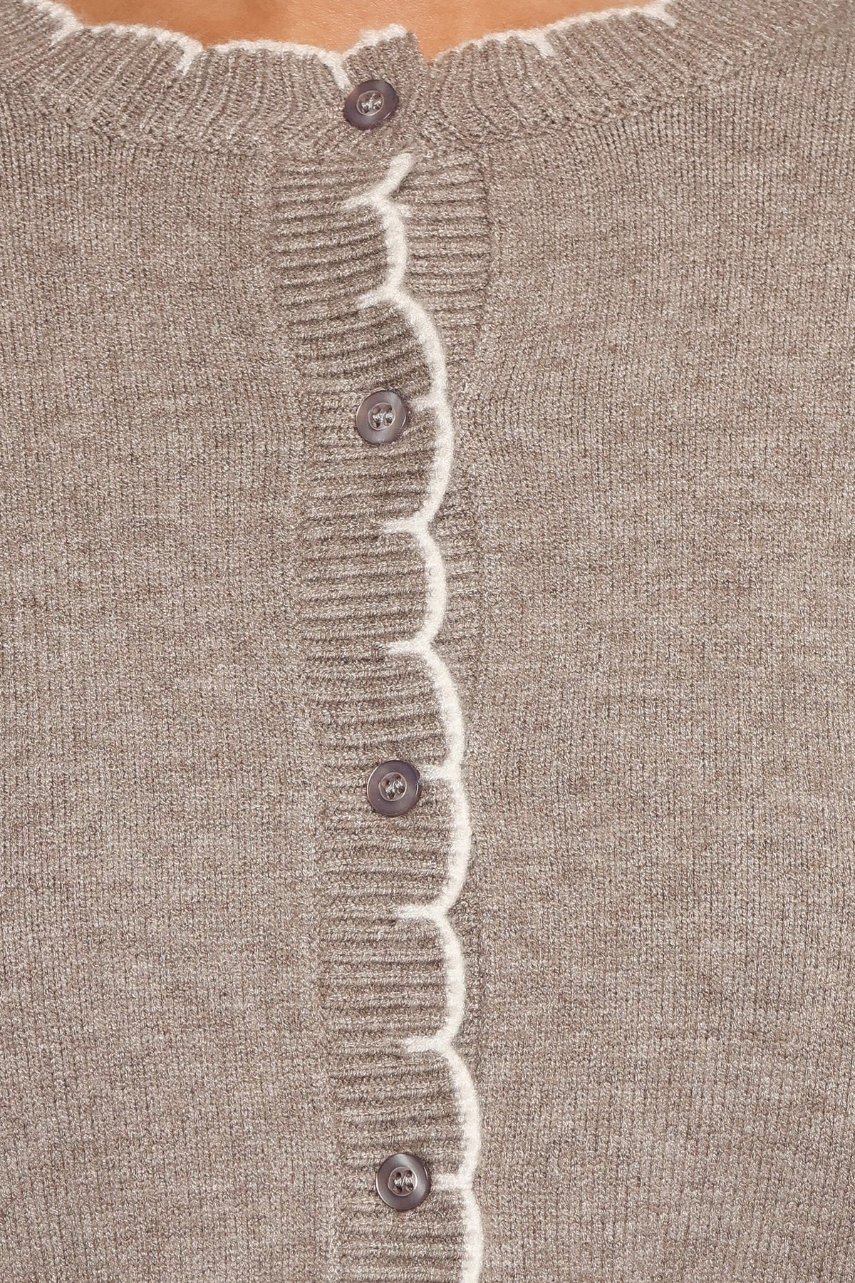 KNITWEAR Payton Scallop Cardigan - Grey
