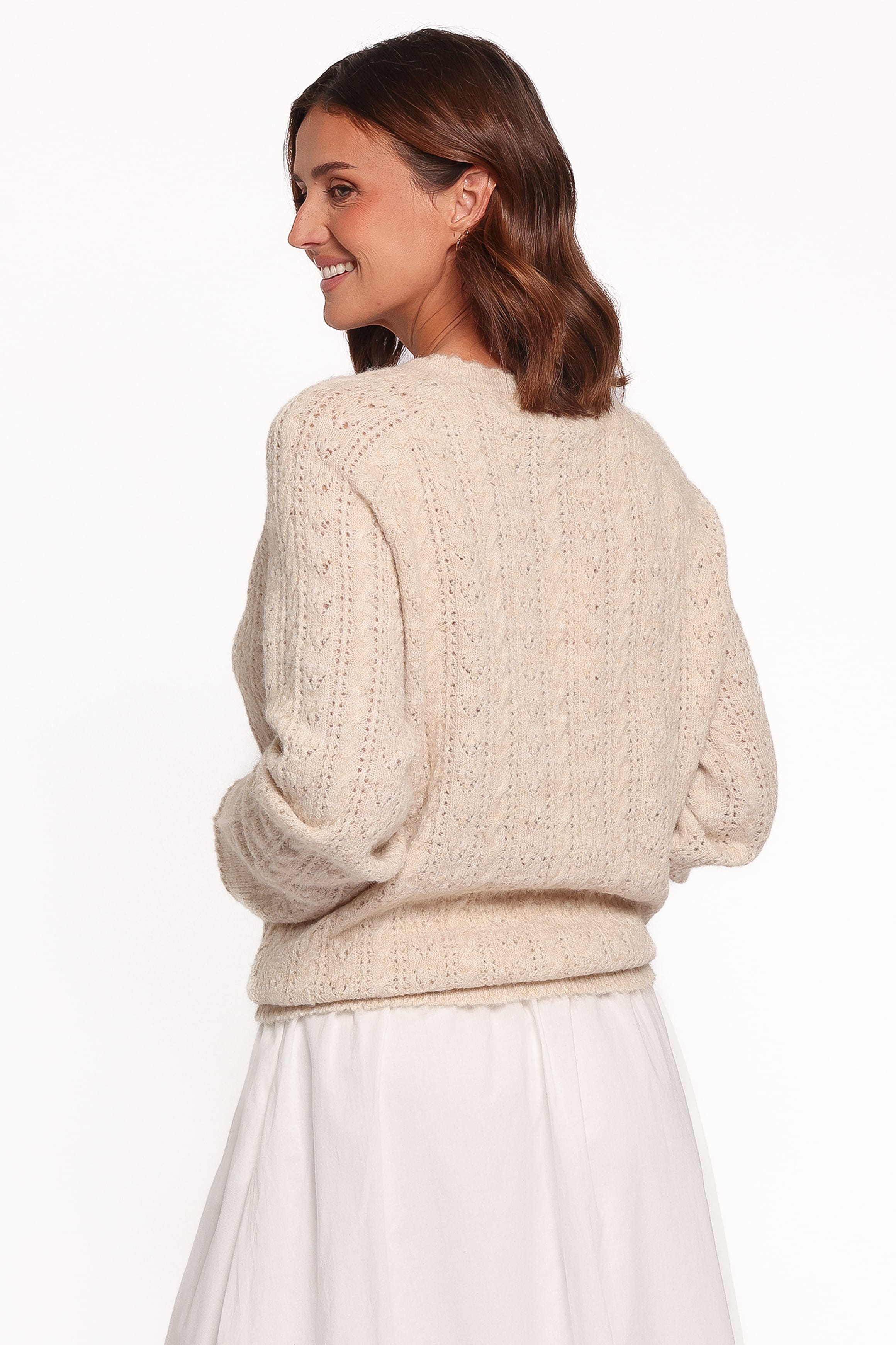 KNITWEAR Reece Pointelle Sweater - Sand