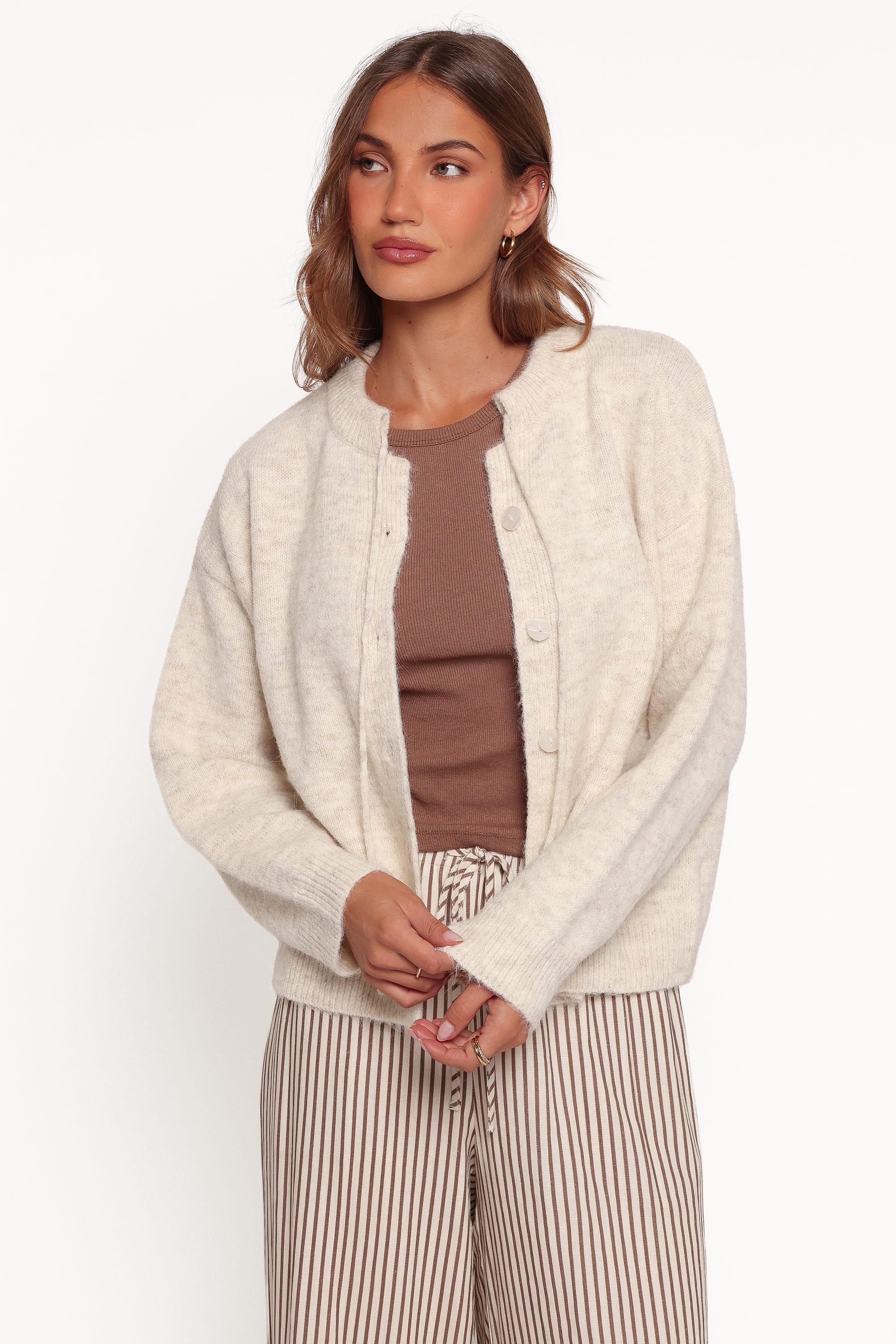 KNITWEAR Rita Tie Cardigan - Beige Marle