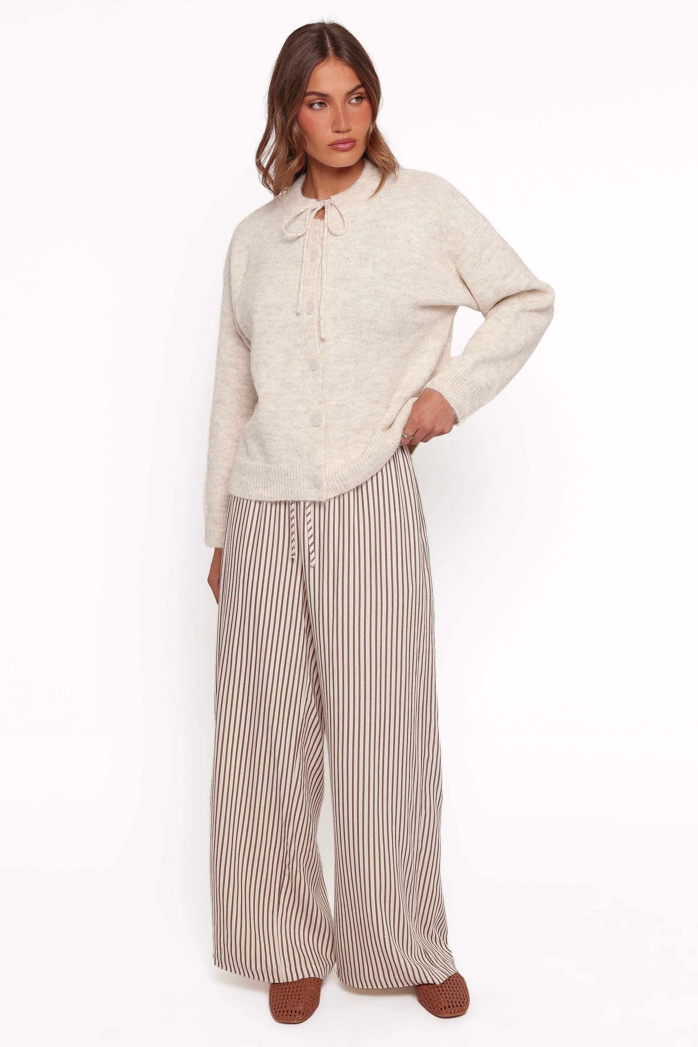 KNITWEAR Rita Tie Cardigan - Beige Marle