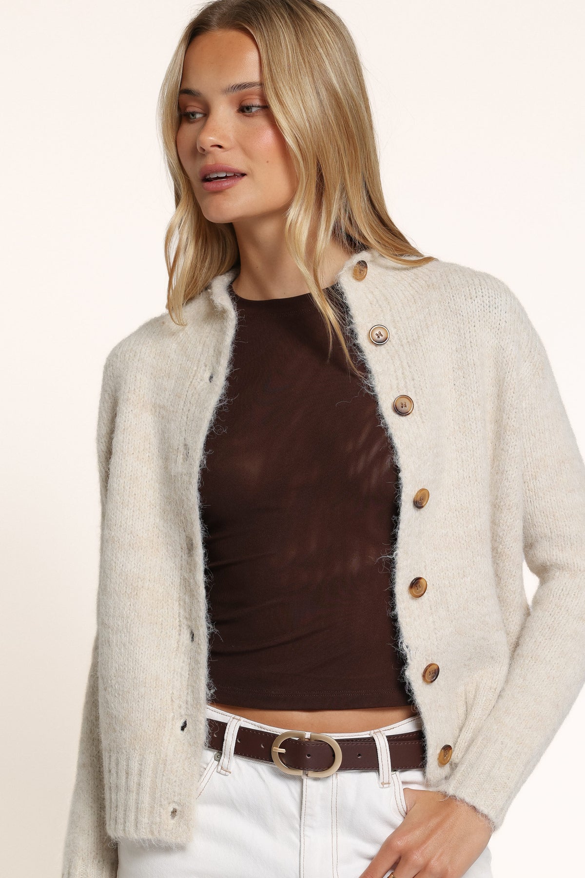 KNITWEAR Rumie Boucle Cardigan - Cream