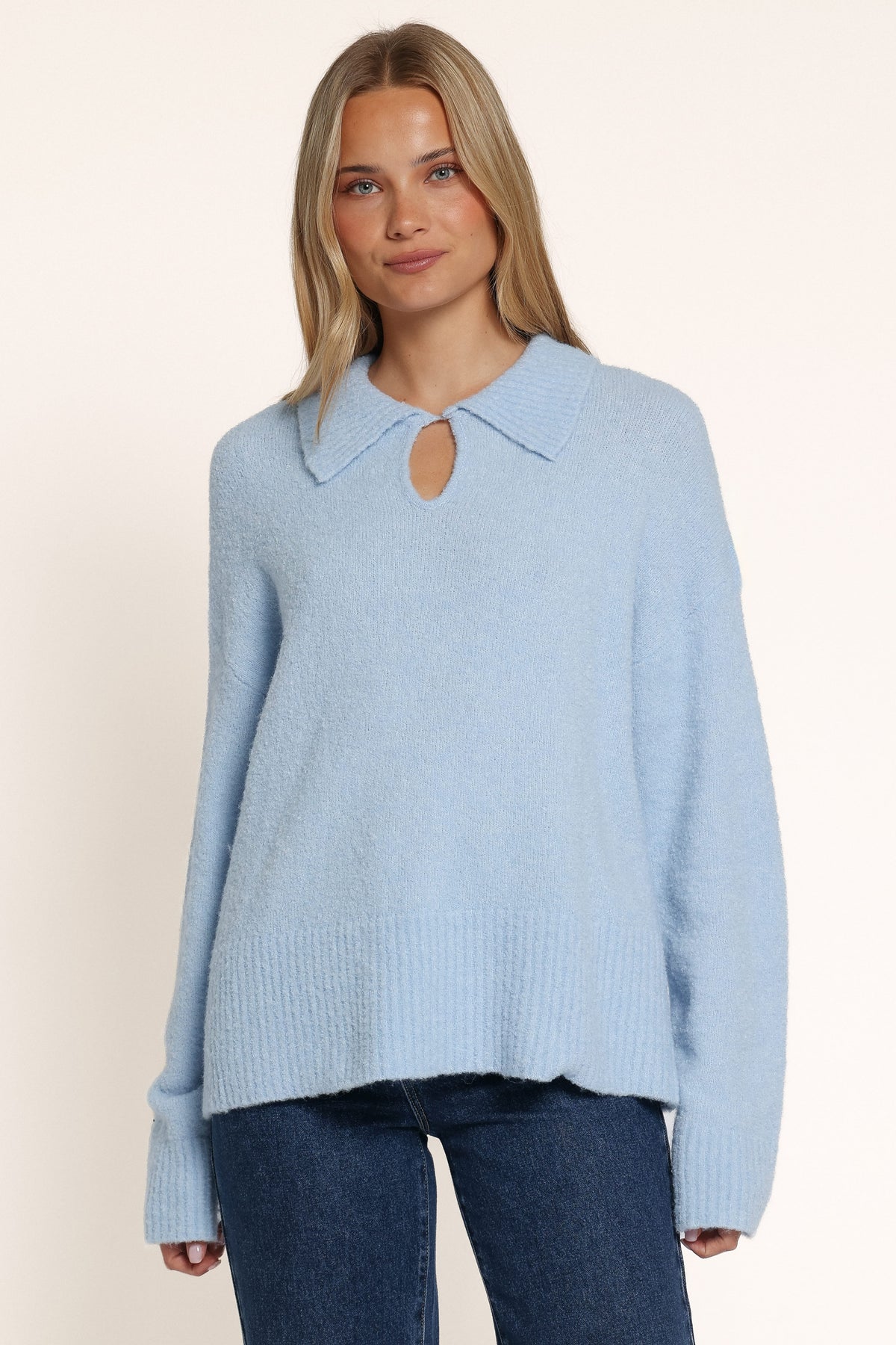 KNITWEAR Samara Collared Sweater - Light Blue