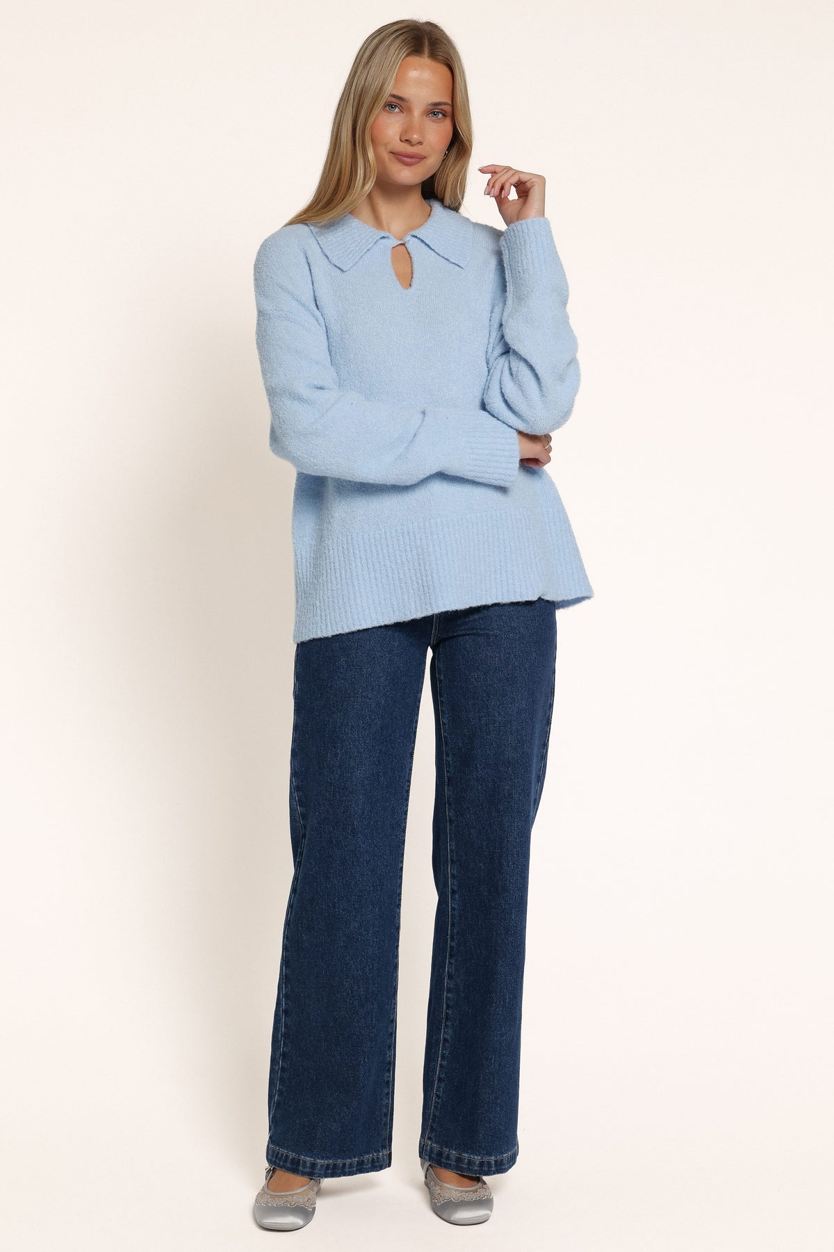 KNITWEAR Samara Collared Sweater - Light Blue