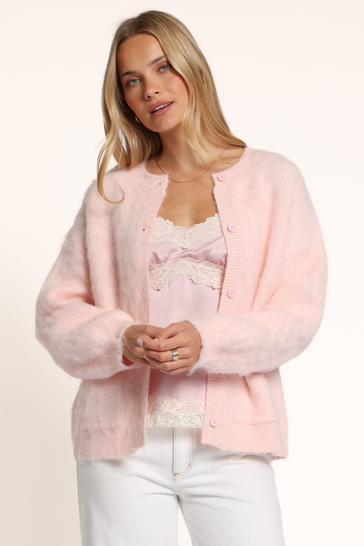 KNITWEAR Sondra Boxy Cardigan - Pink