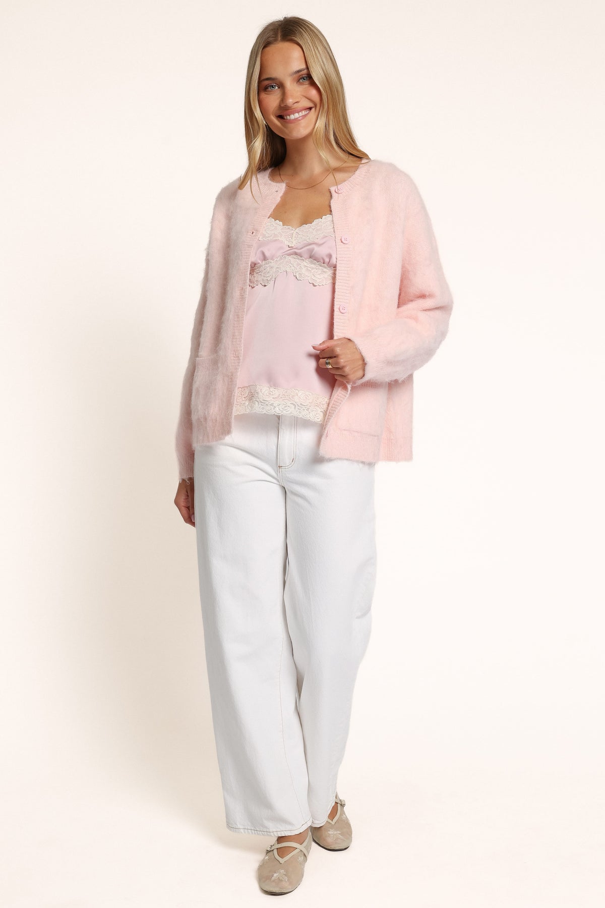 KNITWEAR Sondra Boxy Cardigan - Pink