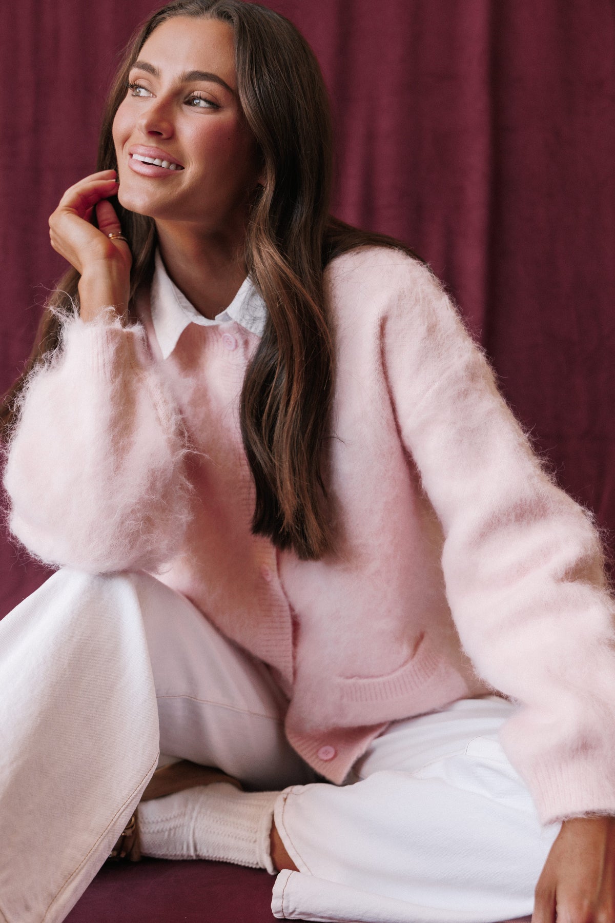 KNITWEAR Sondra Boxy Cardigan - Pink