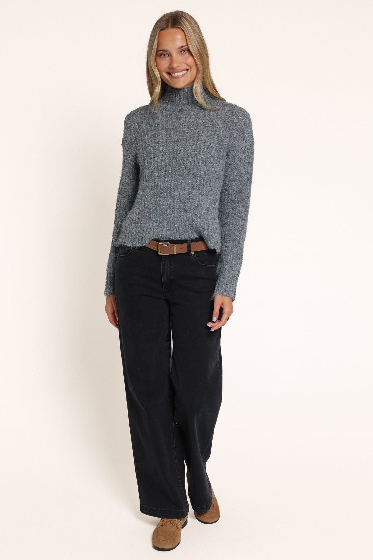 KNITWEAR Sumaya Mockneck Sweater - Grey