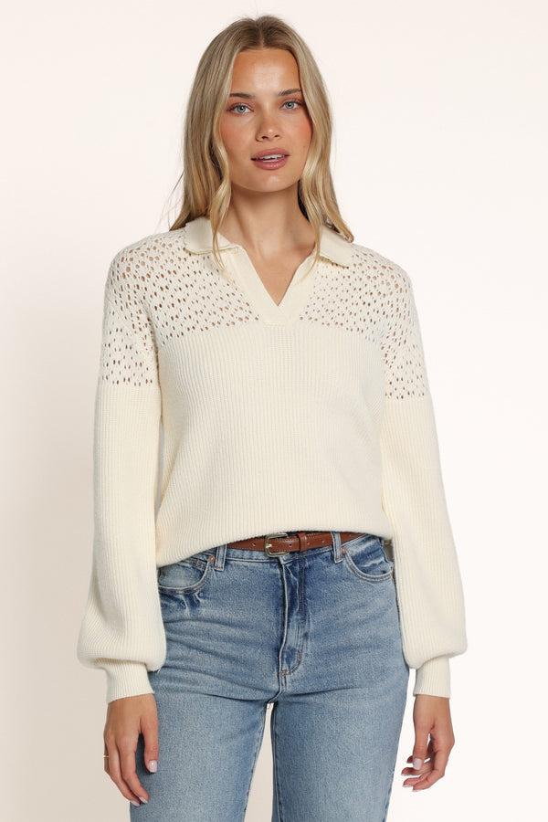 KNITWEAR Surya Collared Sweater - Cream
