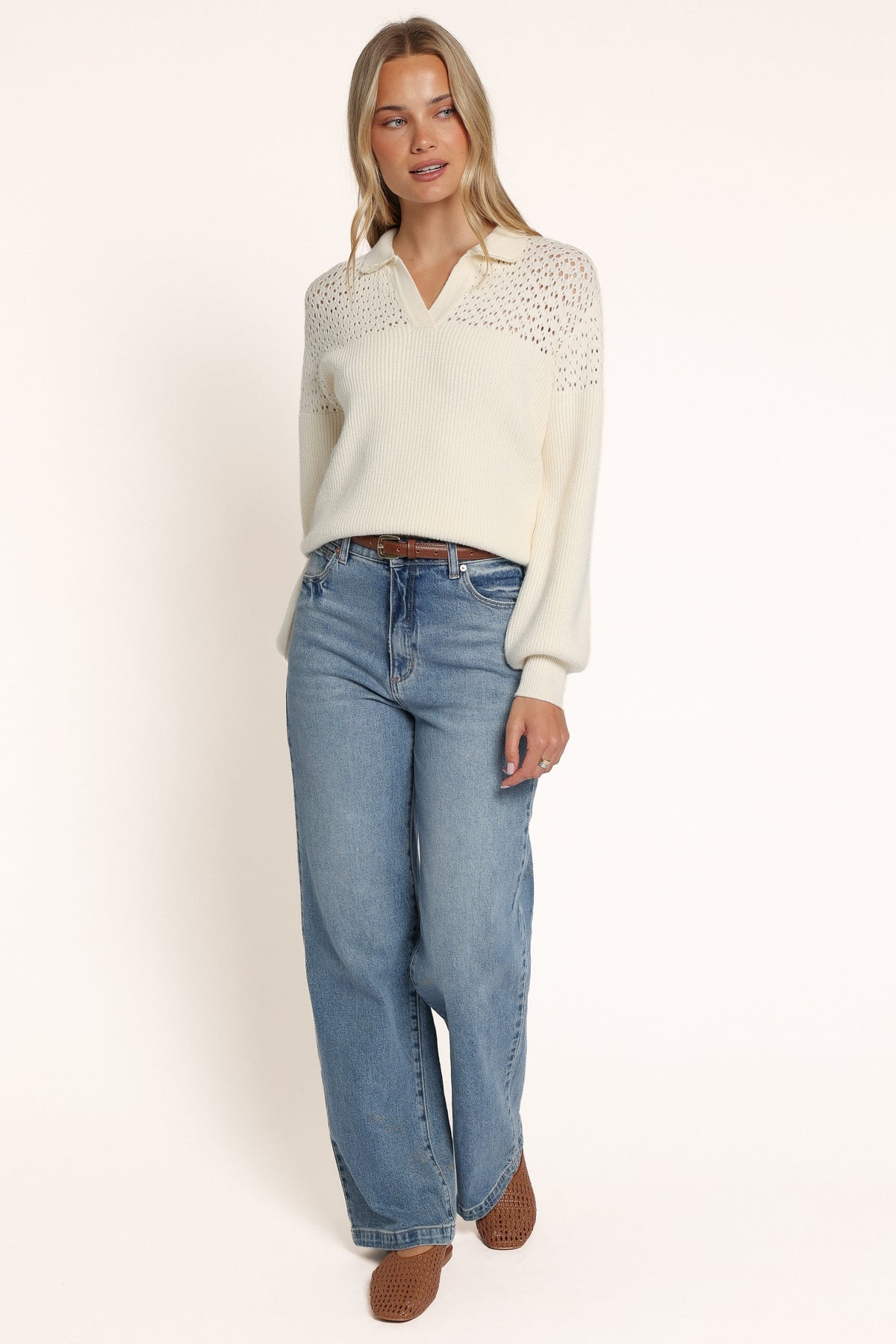 KNITWEAR Surya Collared Sweater - Cream