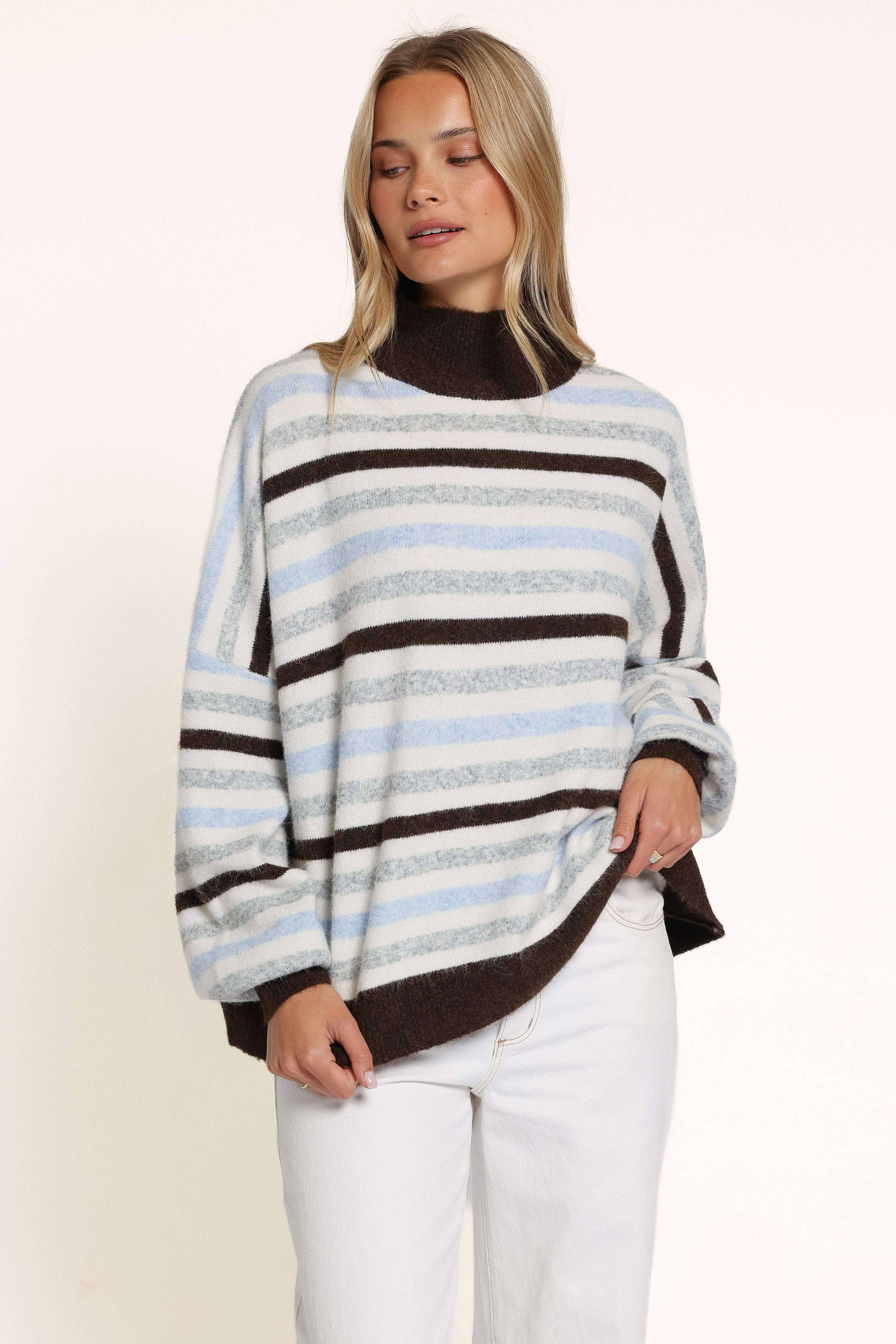 Tasha Mockneck Sweater - Brown Stripe | Petal & Pup USA