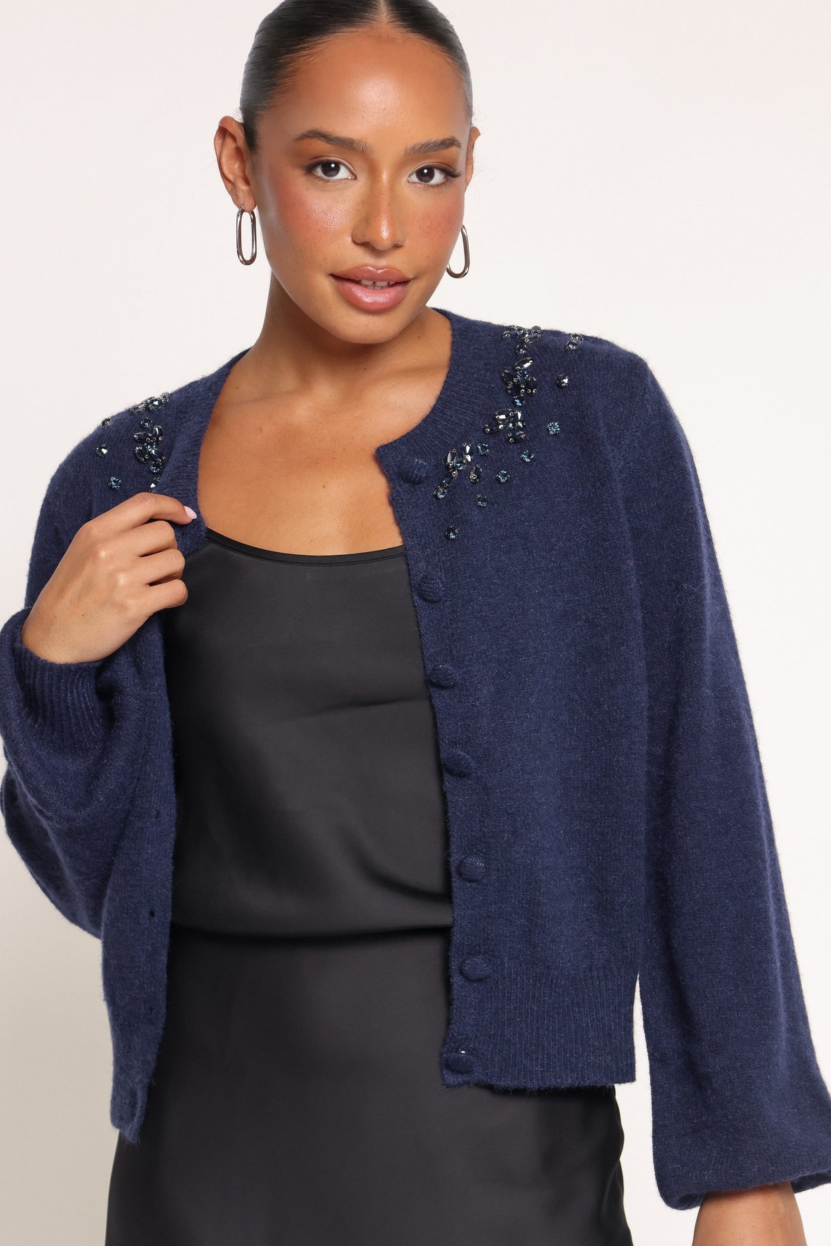 KNITWEAR Tinah Embellished Cardigan - Navy