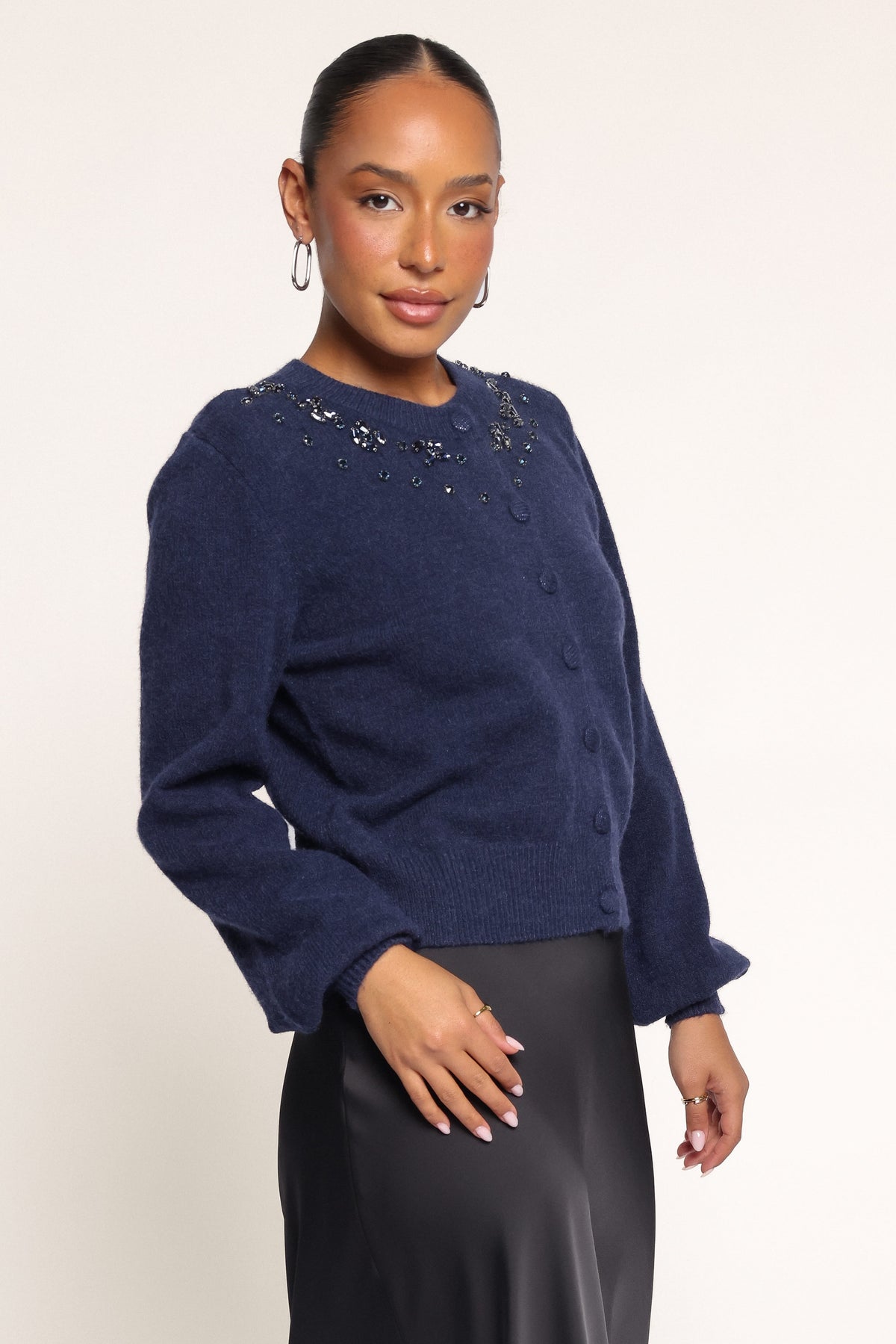 KNITWEAR Tinah Embellished Cardigan - Navy
