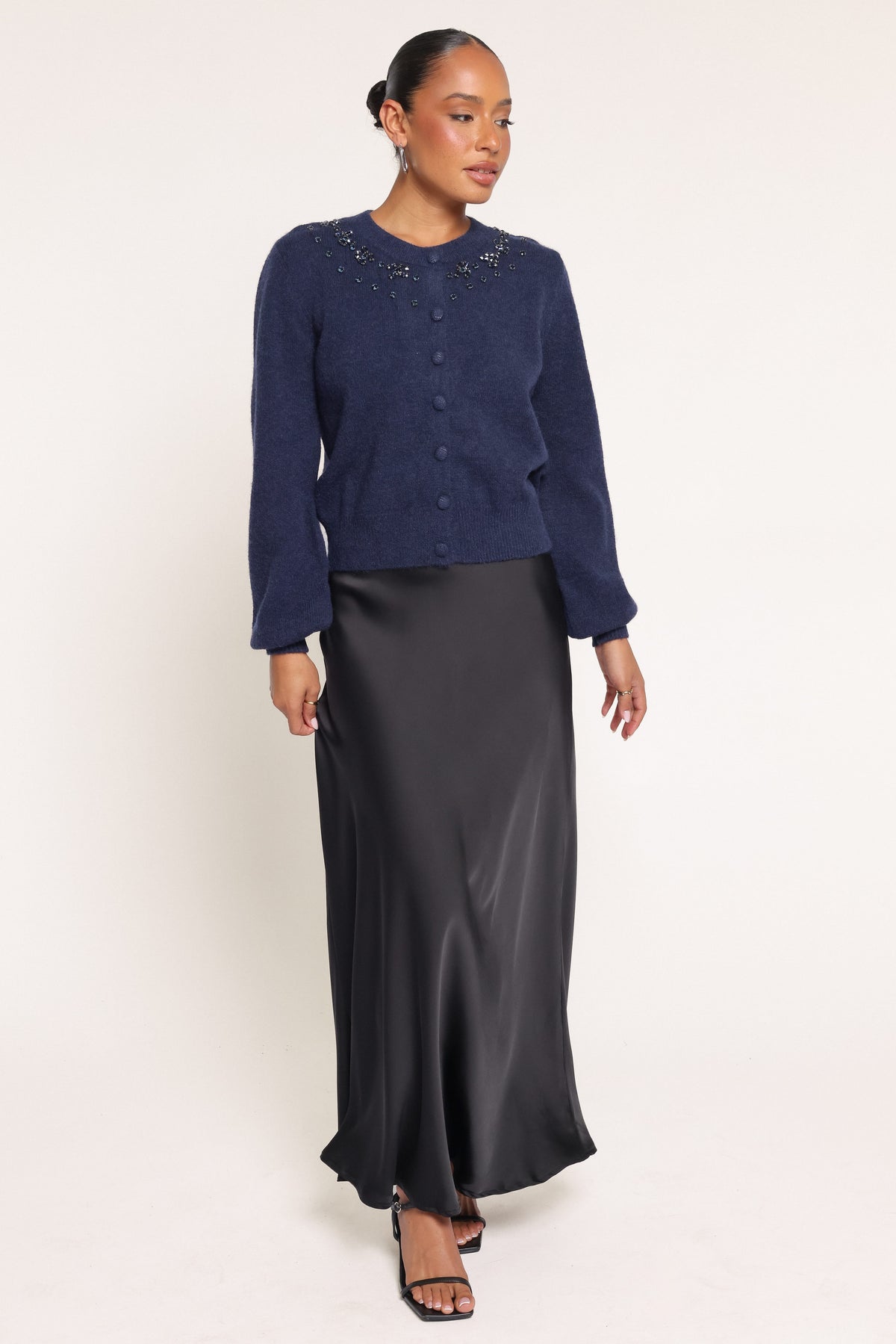 KNITWEAR Tinah Embellished Cardigan - Navy
