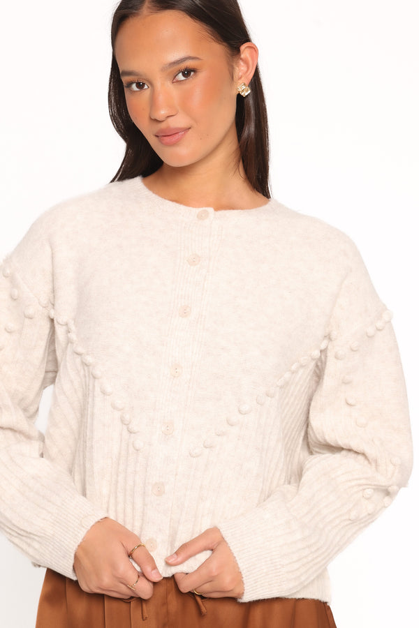 KNITWEAR Tiziana Bobble Cardigan - Oatmeal